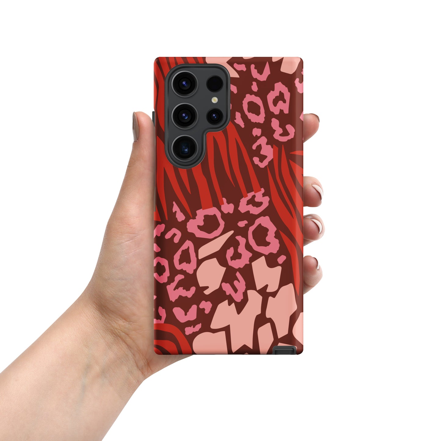 Samsung Tough Case Induction Charging Compatible - Pink Leopard