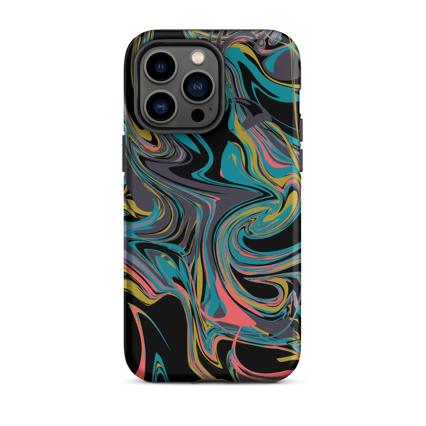 iPhone Dual-Layered Tough Case With Raised Bezel - Rainbow Marbel