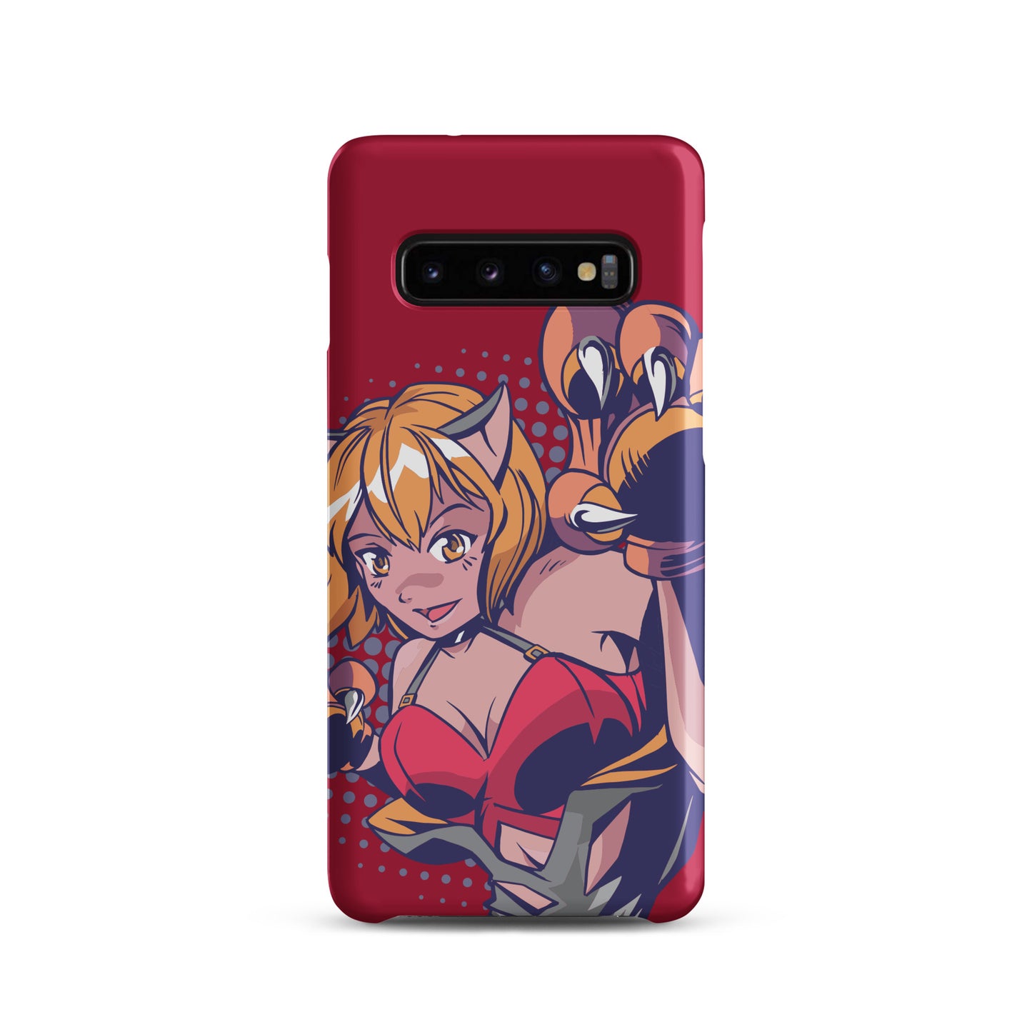 A colorful Samsung S21 matte snap case featuring an anime-inspired design, viewed from the front