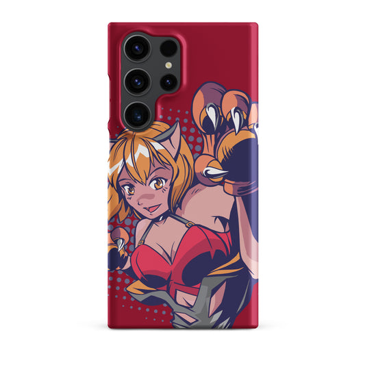 A colorful Samsung S23 Ultra matte snap case featuring an anime-inspired design, viewed from the front