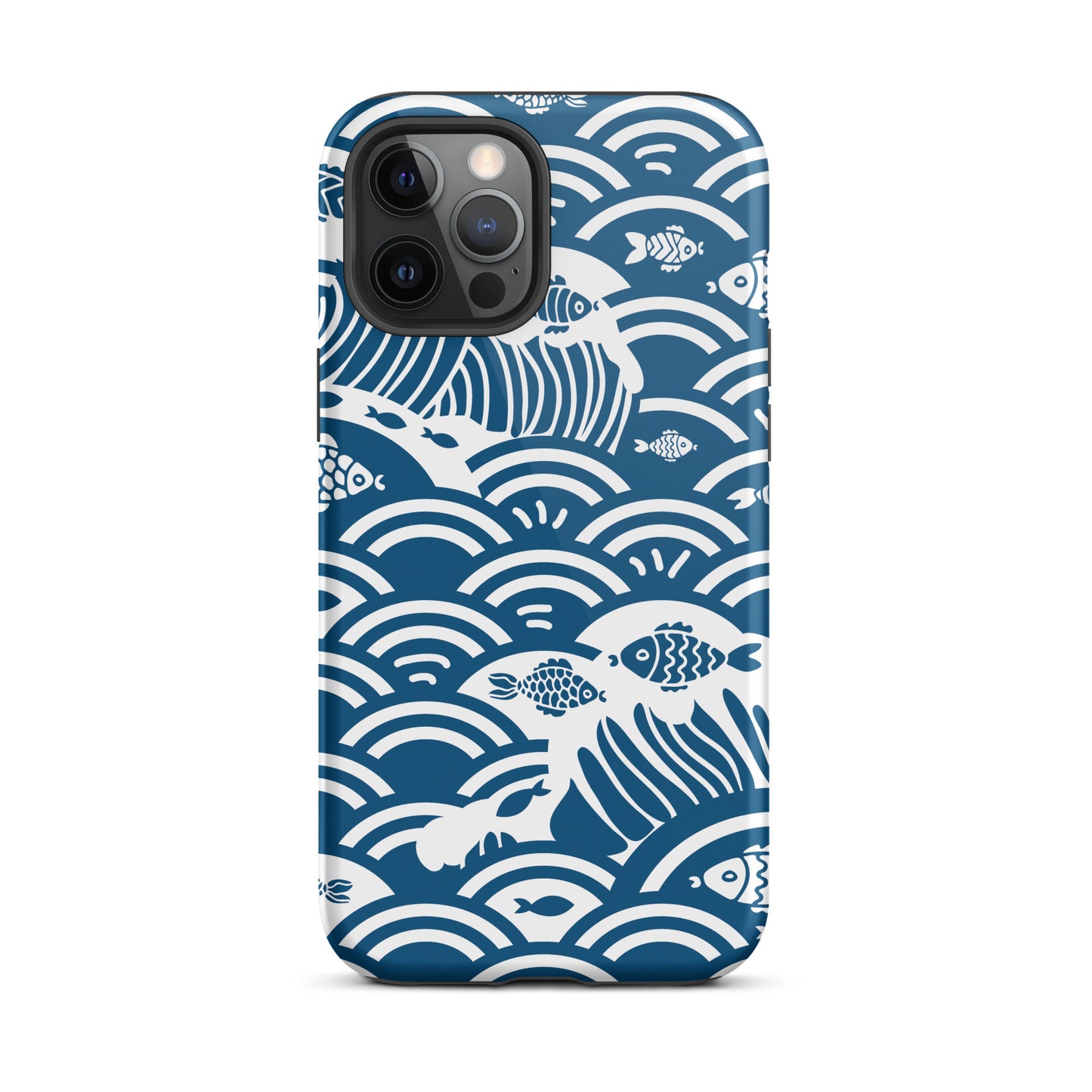 This marine-themed iPhone 12 Pro Max tough case provides superior protection against drops and scratches with its shock-absorbent material and anti-slip grip. Perfect for those who love the ocean and want to show it off!