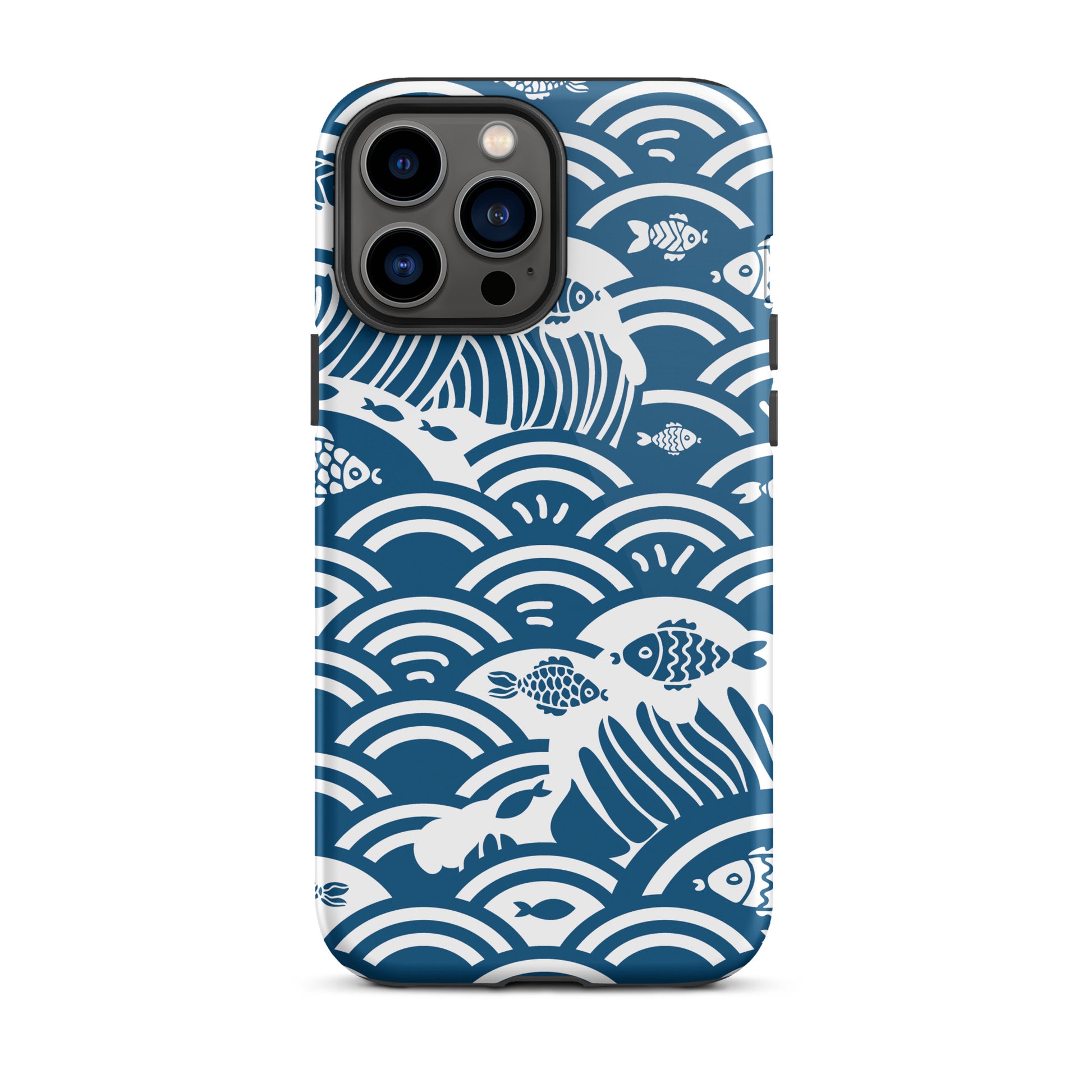 This marine-themed iPhone 13 Pro Max tough case provides superior protection against drops and scratches with its shock-absorbent material and anti-slip grip. Perfect for those who love the ocean and want to show it off!