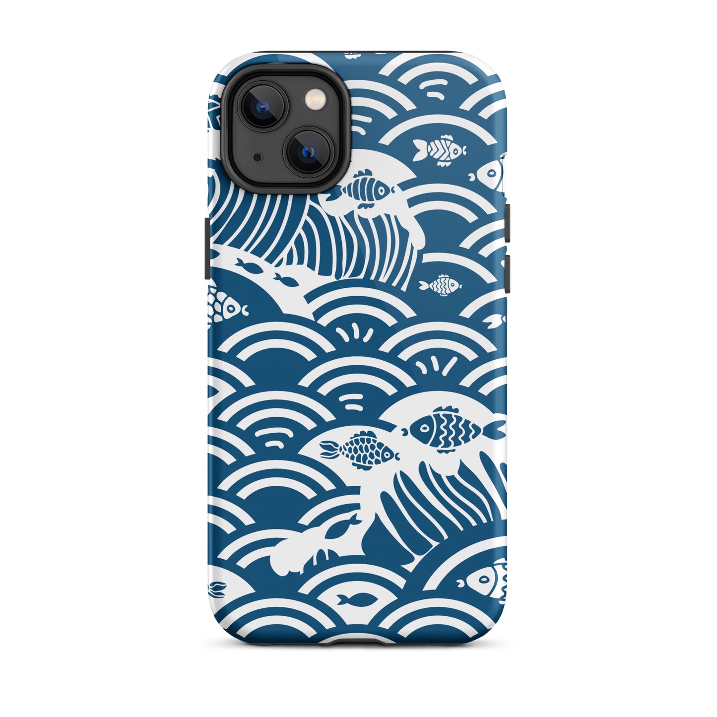 This marine-themed iPhone 14 Plus tough case provides superior protection against drops and scratches with its shock-absorbent material and anti-slip grip. Perfect for those who love the ocean and want to show it off!