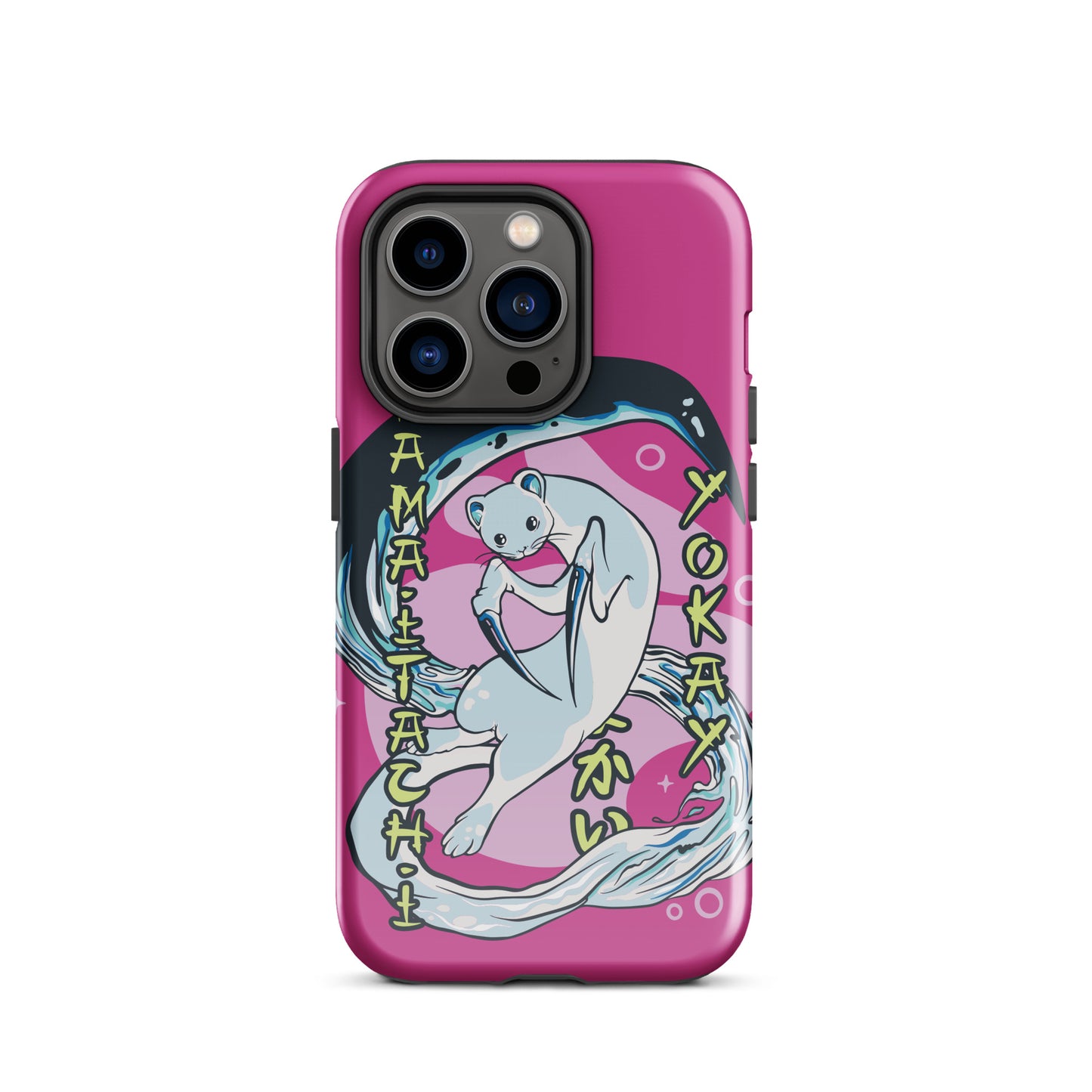 iPhone Dual-Layered Tough Case With Raised Bezel - Aqua Cat