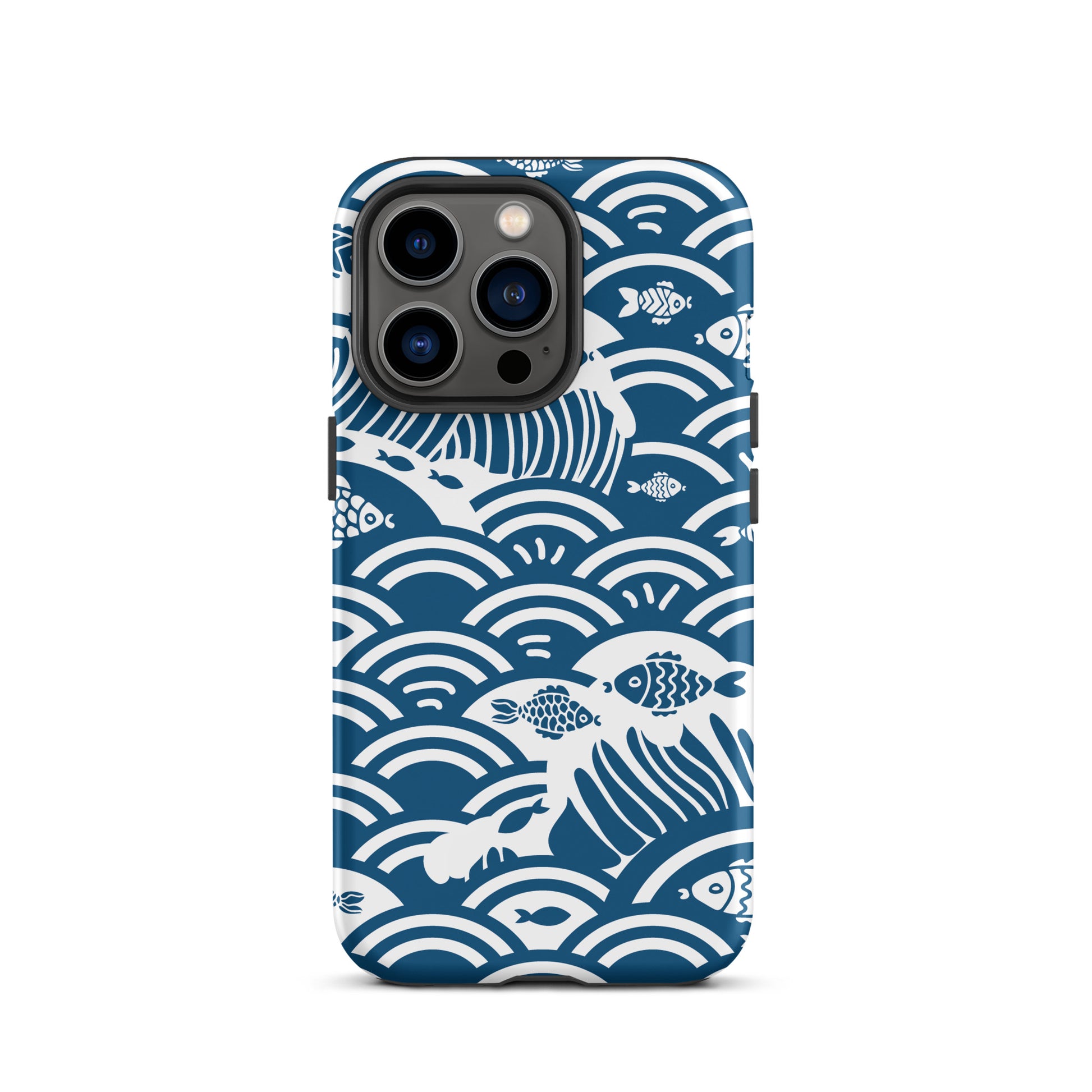 This marine-themed iPhone 13 Pro tough case provides superior protection against drops and scratches with its shock-absorbent material and anti-slip grip. Perfect for those who love the ocean and want to show it off!