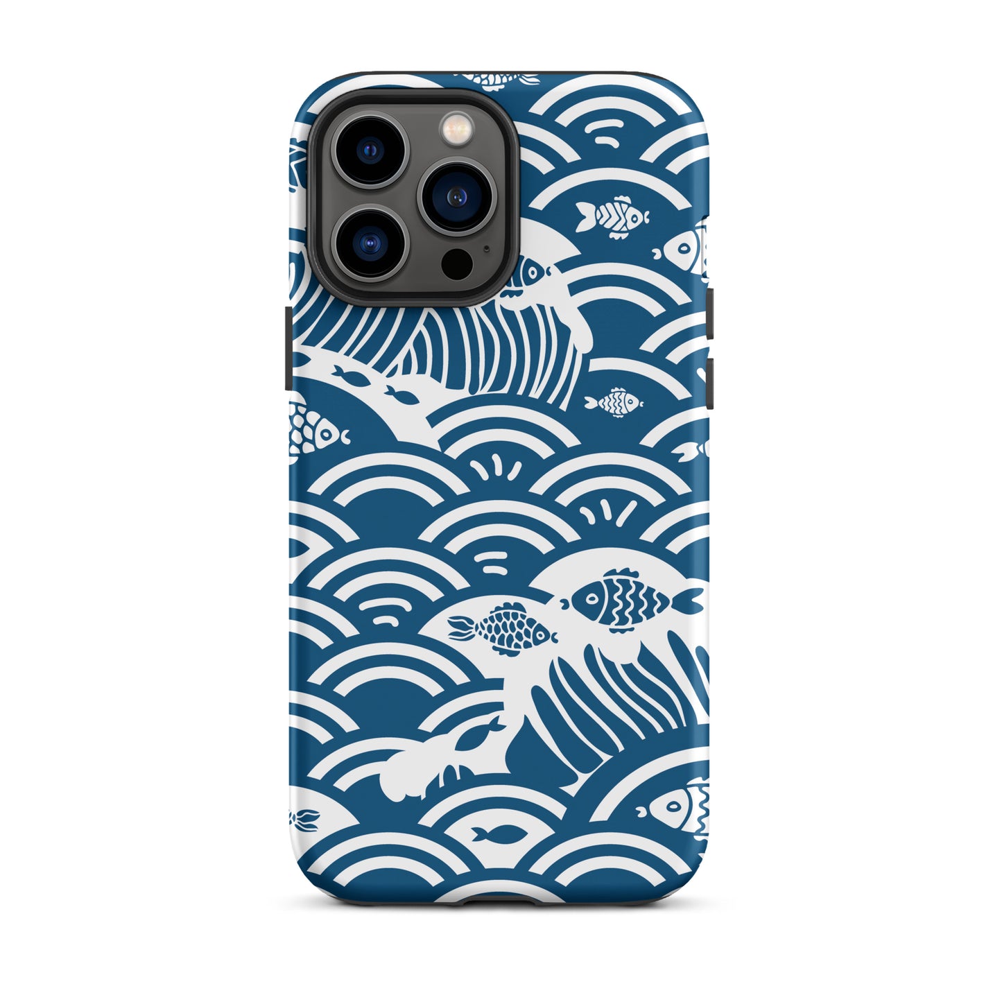 This marine-themed iPhone 13 Pro Max tough case provides superior protection against drops and scratches with its shock-absorbent material and anti-slip grip. Perfect for those who love the ocean and want to show it off!