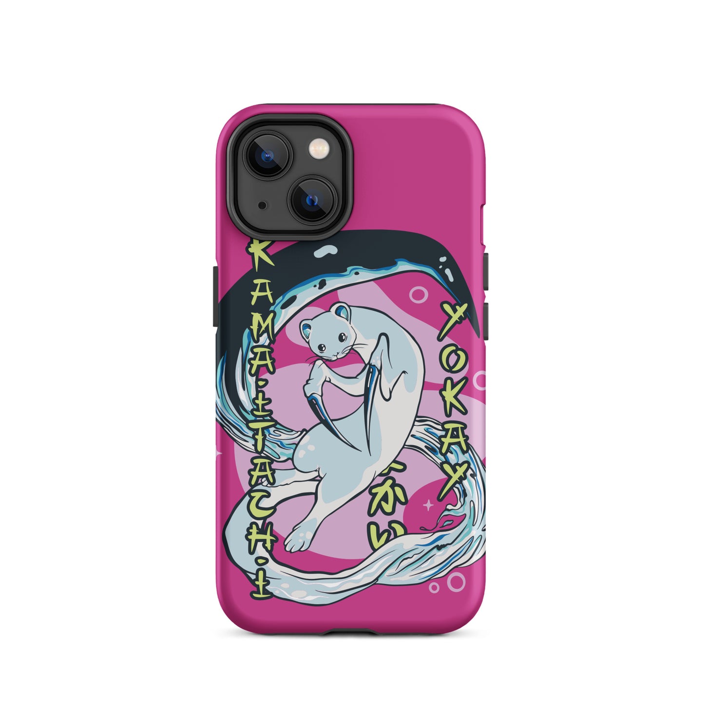 iPhone Dual-Layered Tough Case With Raised Bezel - Aqua Cat