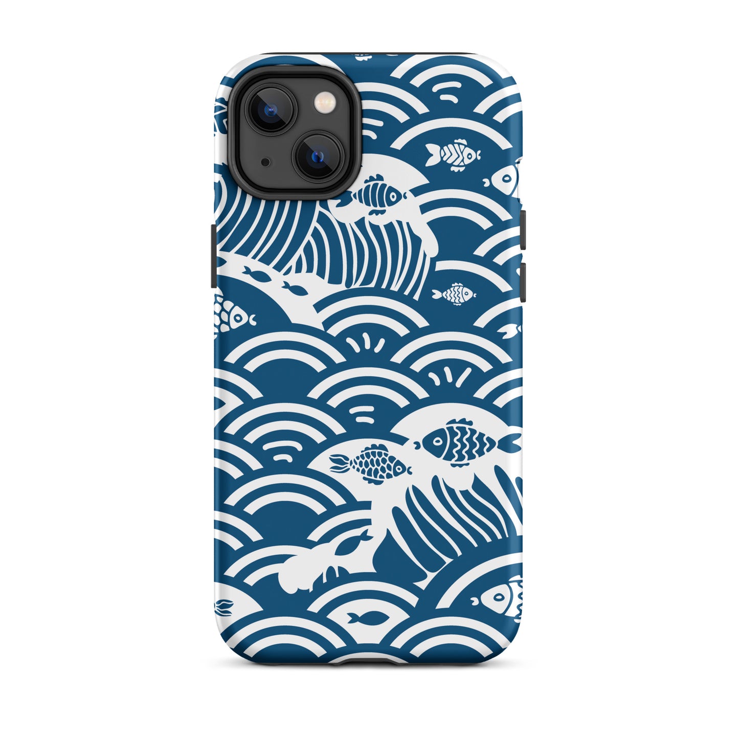 This marine-themed iPhone 14 Plus tough case provides superior protection against drops and scratches with its shock-absorbent material and anti-slip grip. Perfect for those who love the ocean and want to show it off!