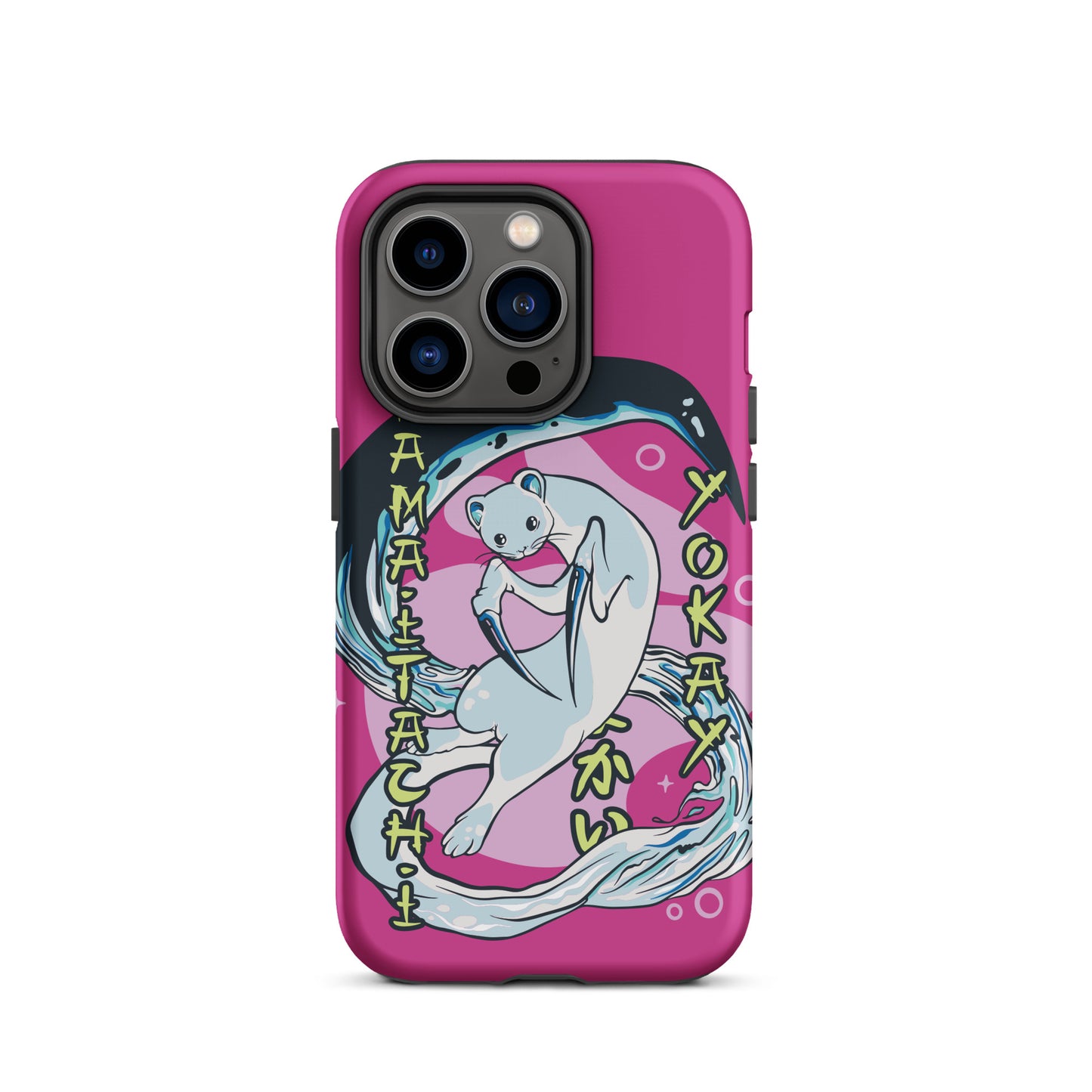 iPhone Dual-Layered Tough Case With Raised Bezel - Aqua Cat