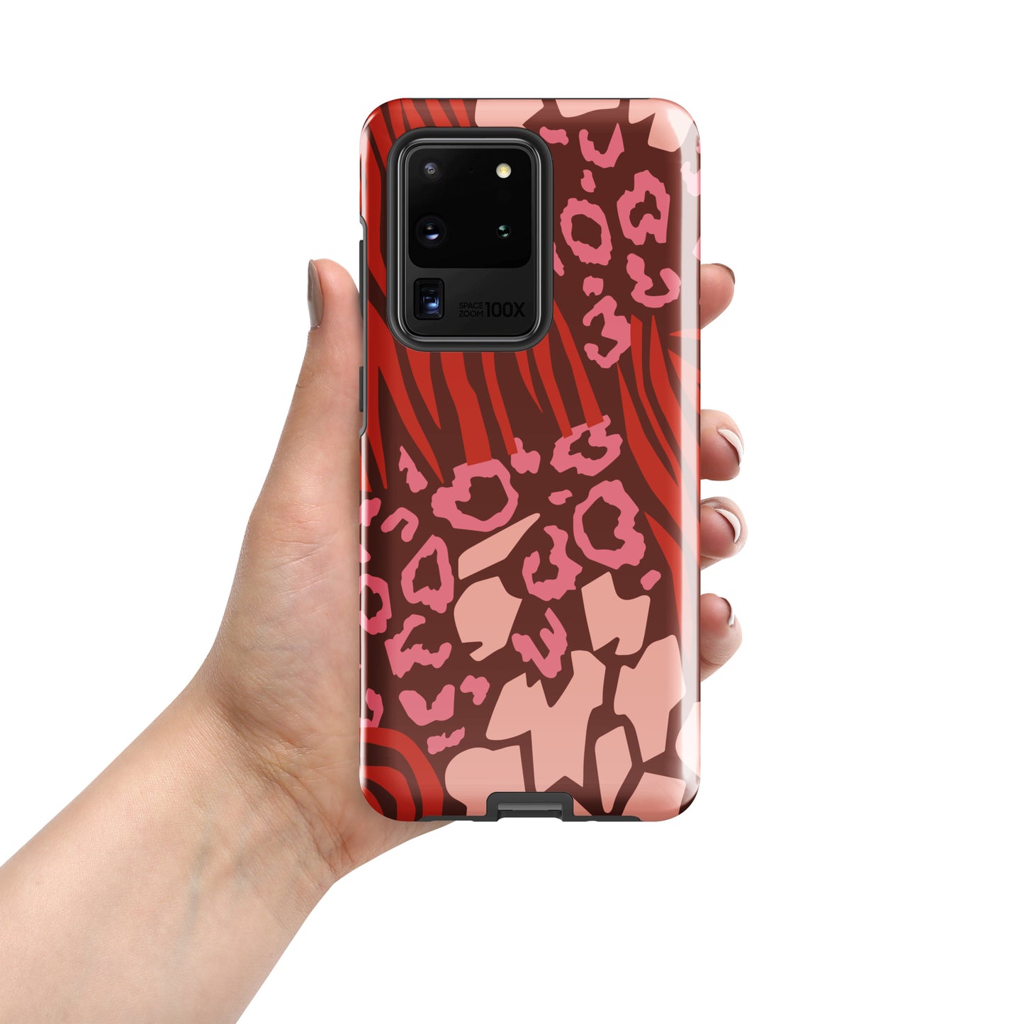 Samsung Tough Case Induction Charging Compatible - Pink Leopard