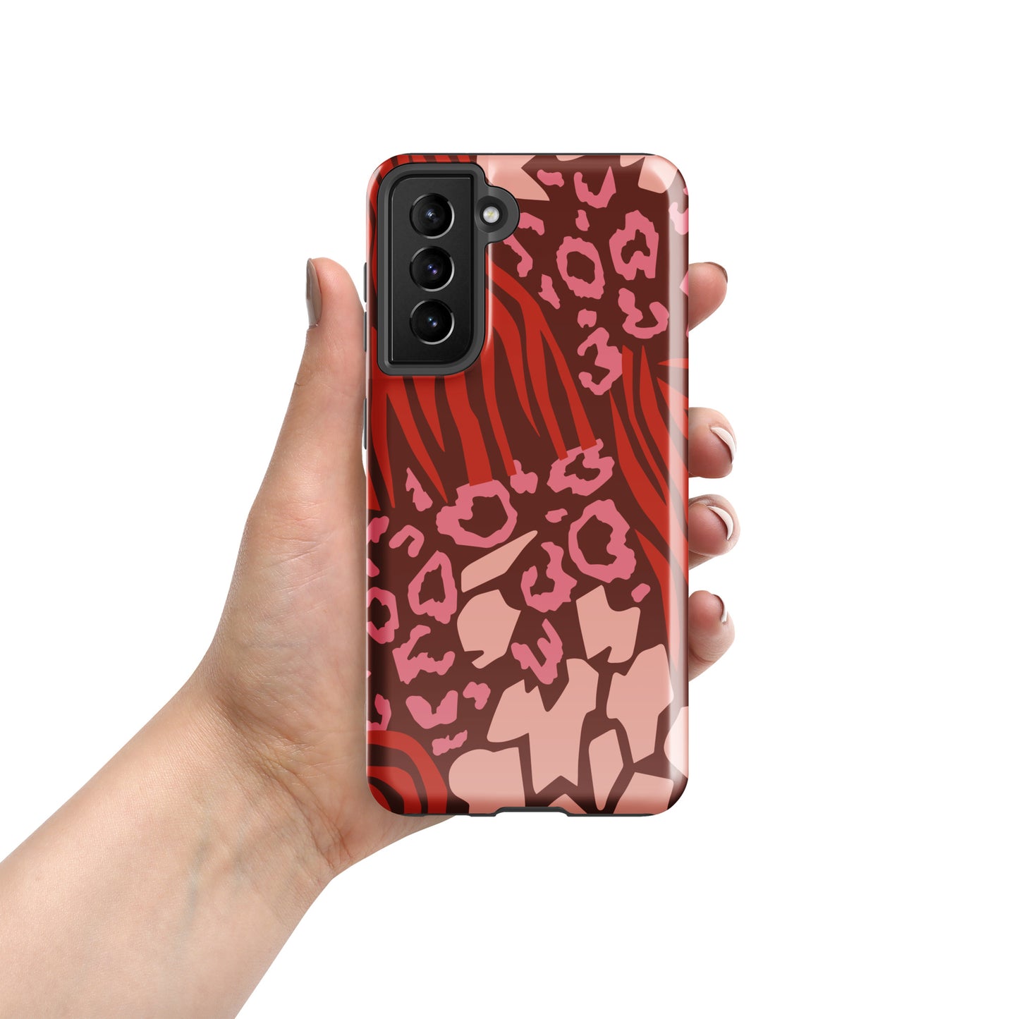 Samsung Tough Case Induction Charging Compatible - Pink Leopard