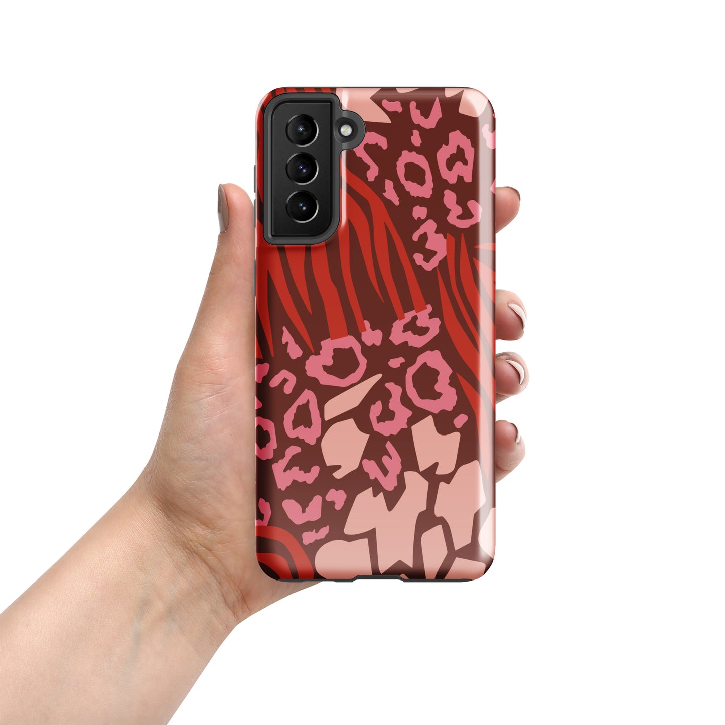 Samsung Tough Case Induction Charging Compatible - Pink Leopard