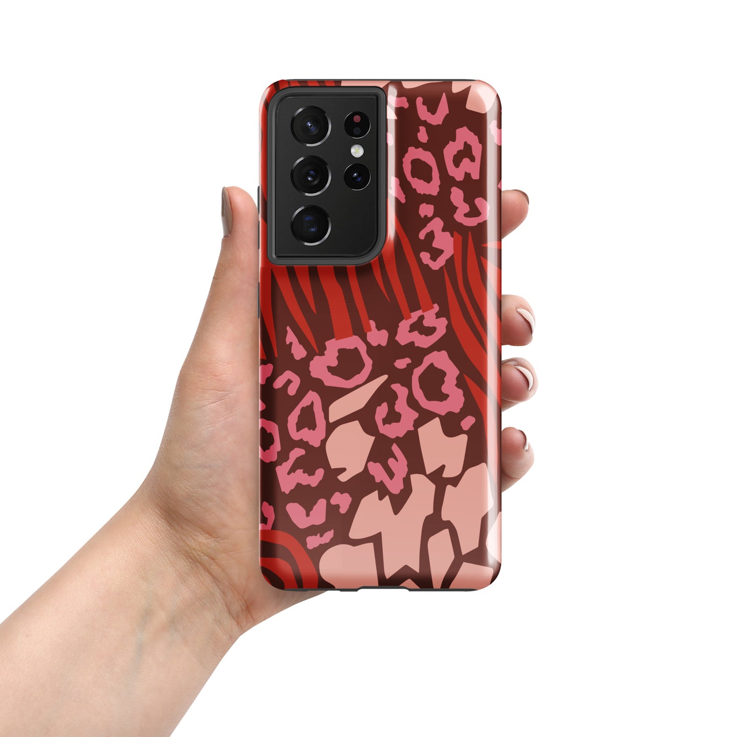 Samsung Tough Case Induction Charging Compatible - Pink Leopard