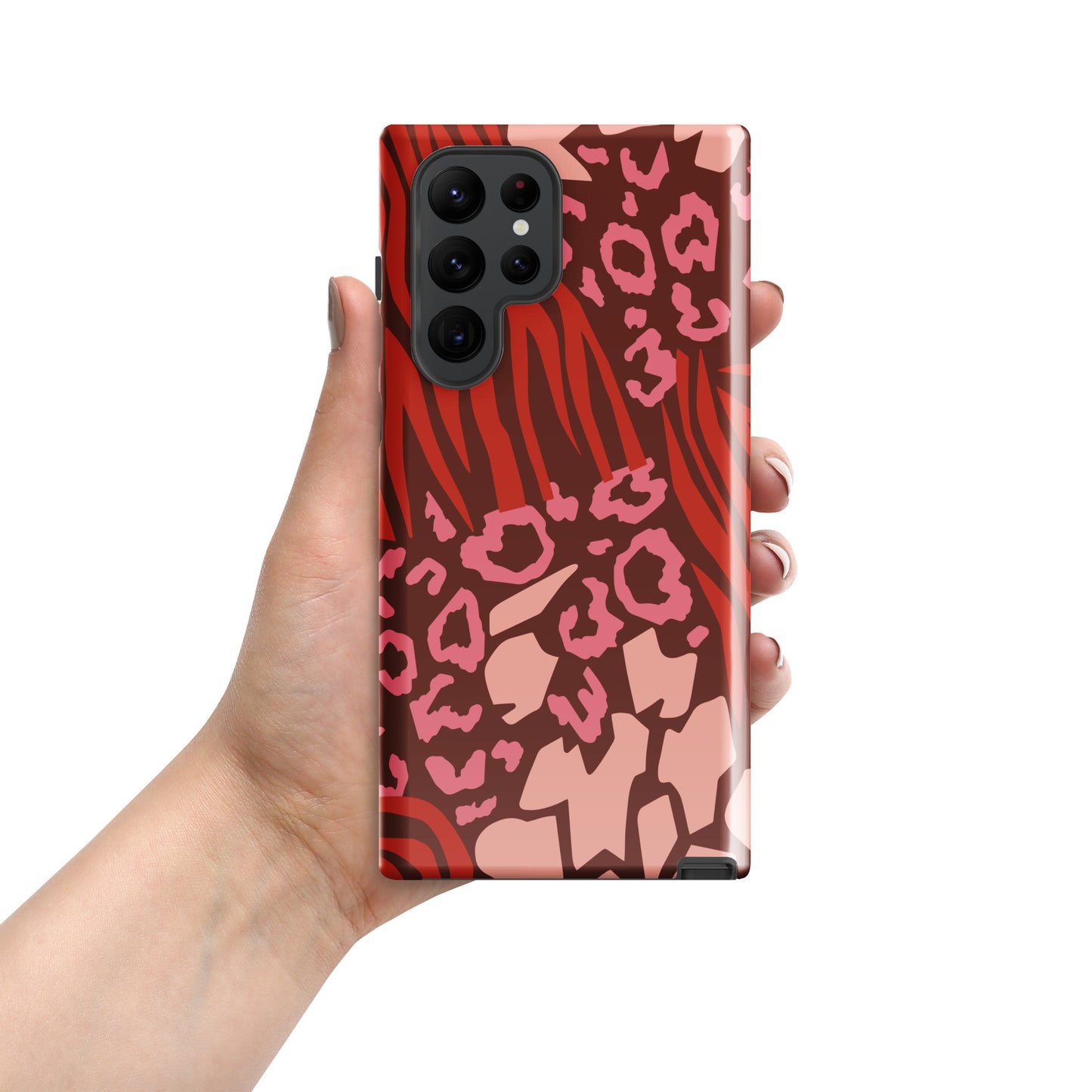 Samsung Tough Case Induction Charging Compatible - Pink Leopard