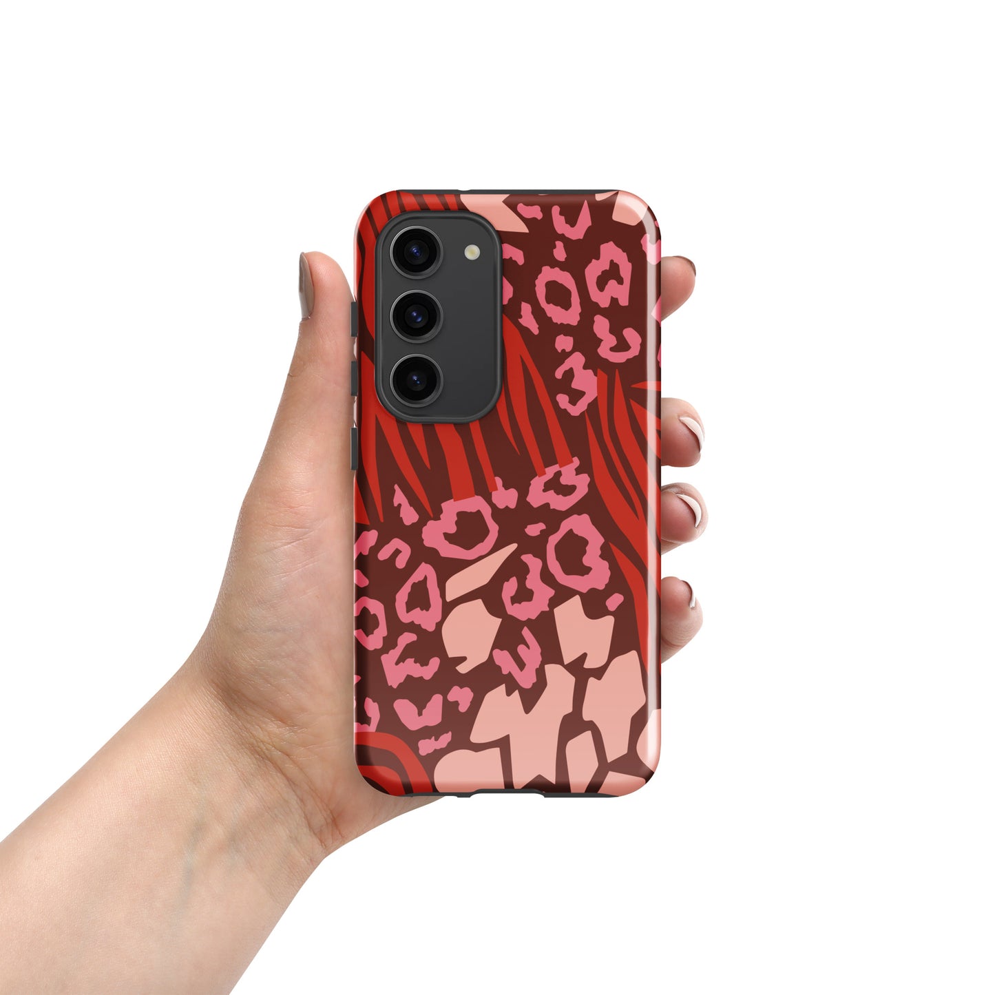 Samsung Tough Case Induction Charging Compatible - Pink Leopard