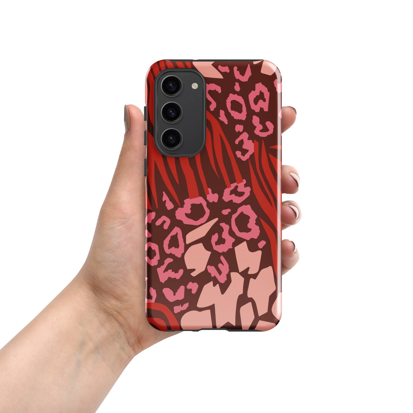Samsung Tough Case Induction Charging Compatible - Pink Leopard