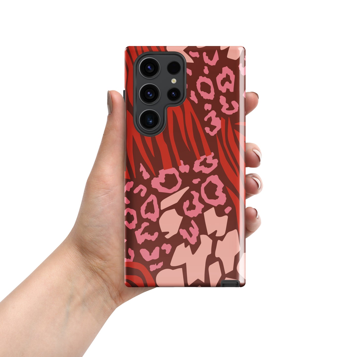 Samsung Tough Case Induction Charging Compatible - Pink Leopard