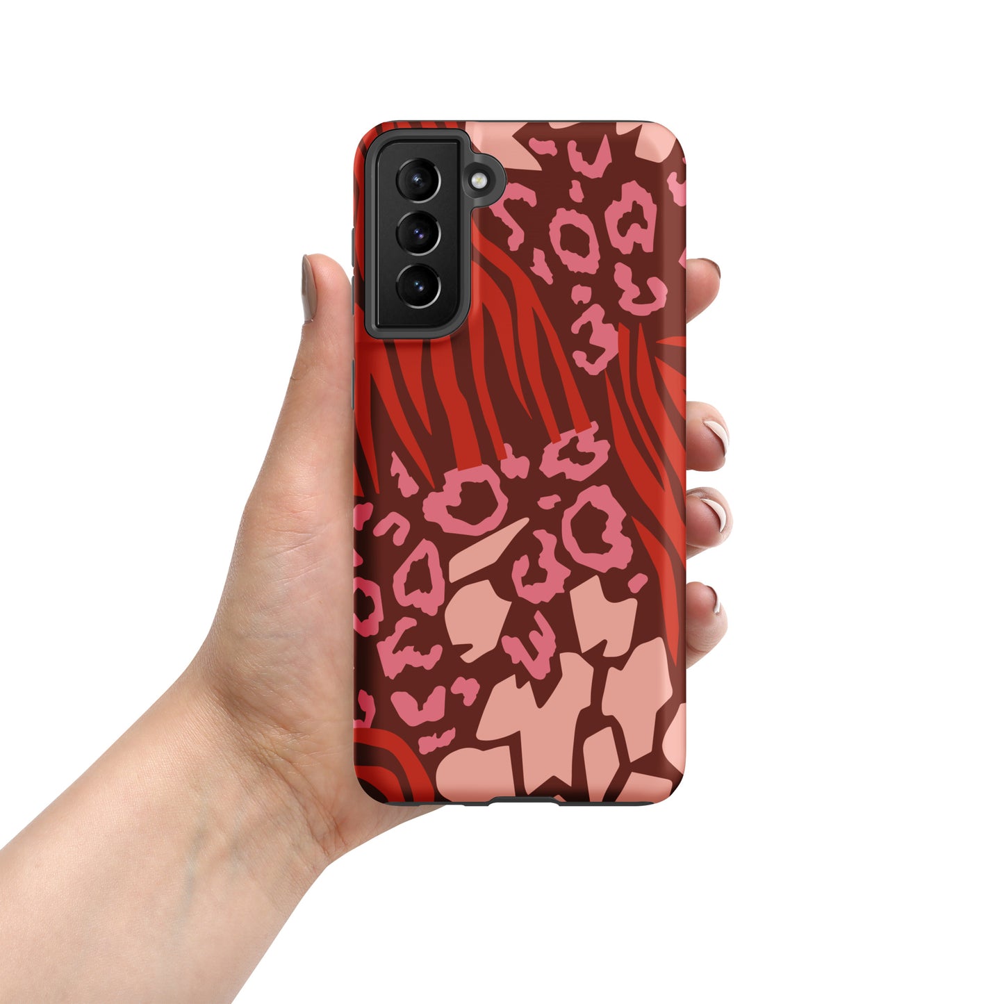 Samsung Tough Case Induction Charging Compatible - Pink Leopard