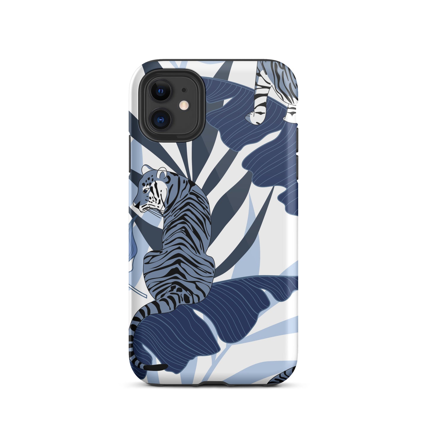 iPhone Dual-Layered Tough Case With Raised Bezel - Blue Tiger