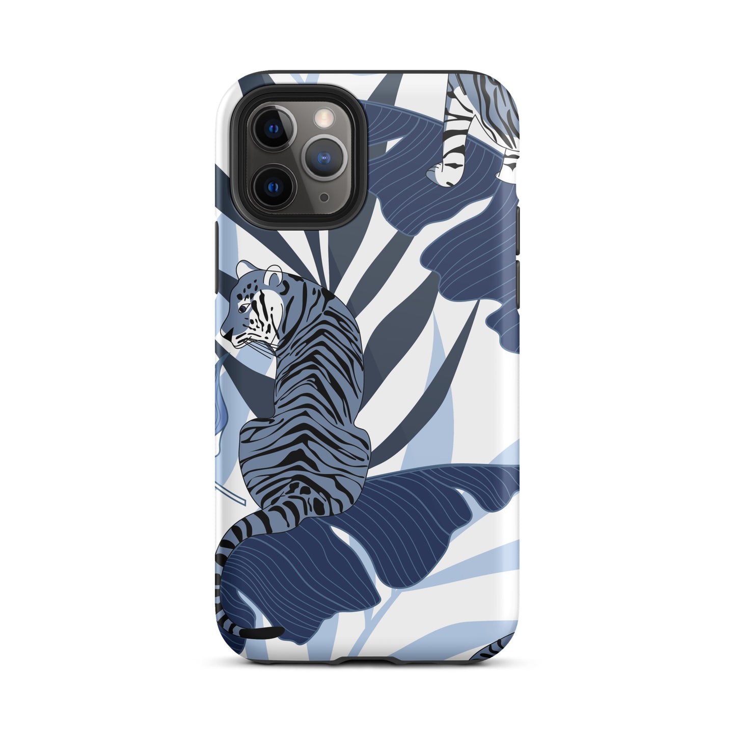iPhone Dual-Layered Tough Case With Raised Bezel - Blue Tiger