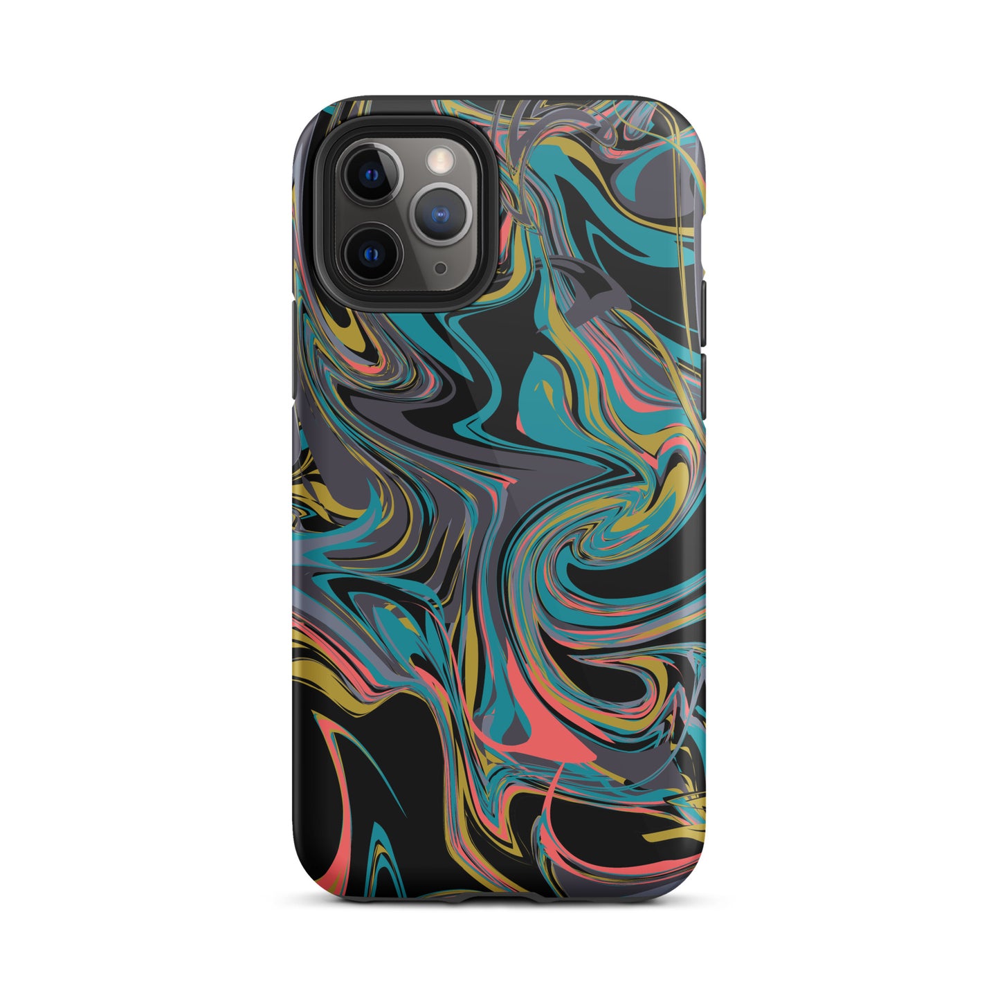 iPhone Dual-Layered Tough Case With Raised Bezel - Rainbow Marbel