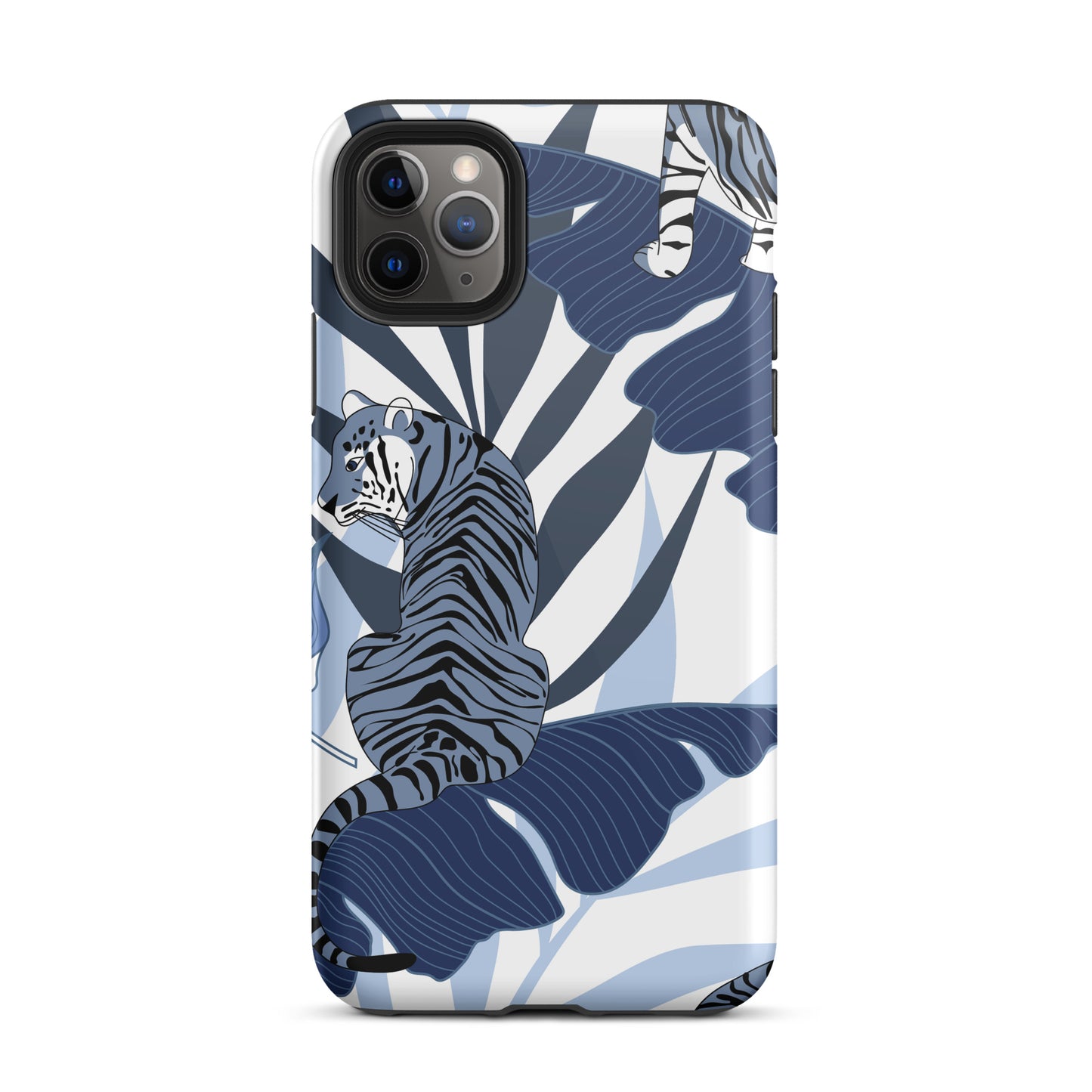 iPhone Dual-Layered Tough Case With Raised Bezel - Blue Tiger