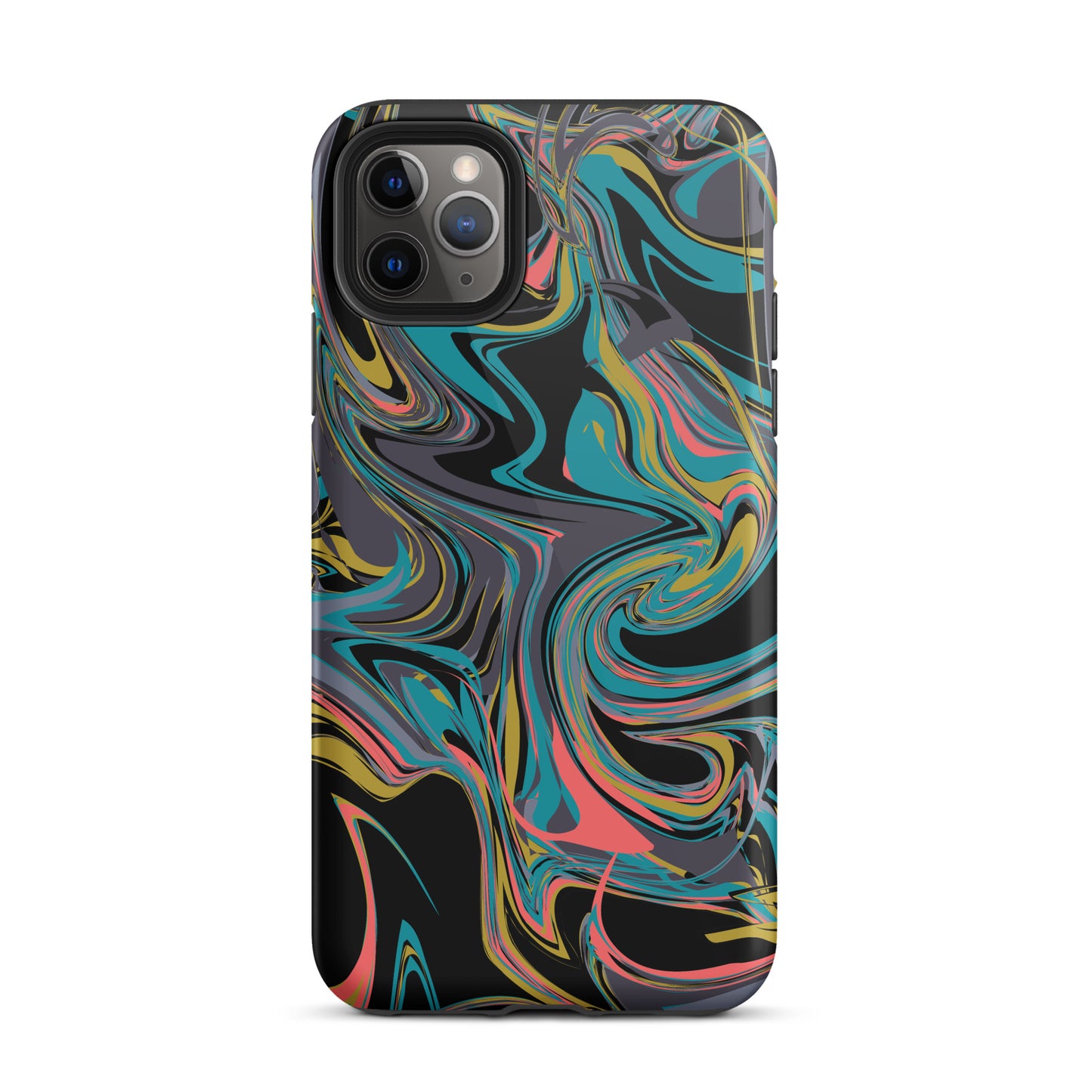 iPhone Dual-Layered Tough Case With Raised Bezel - Rainbow Marbel