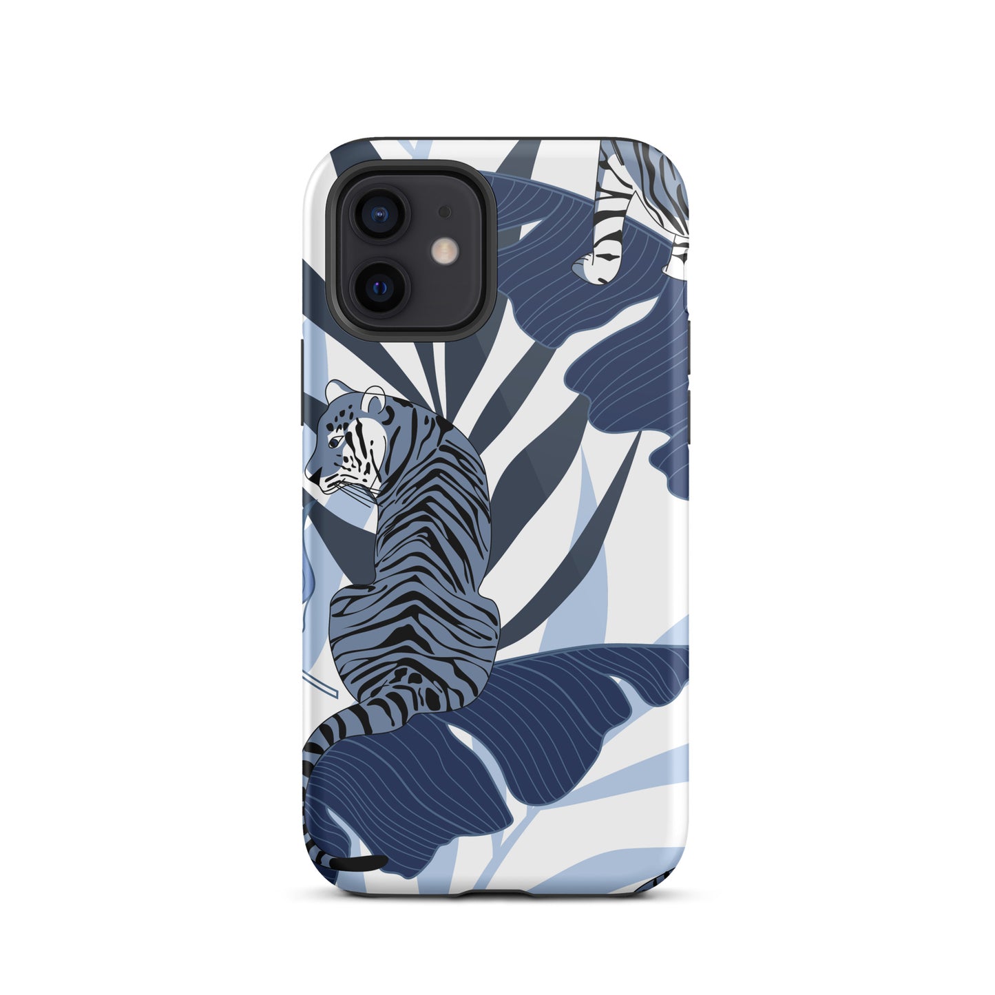 iPhone Dual-Layered Tough Case With Raised Bezel - Blue Tiger
