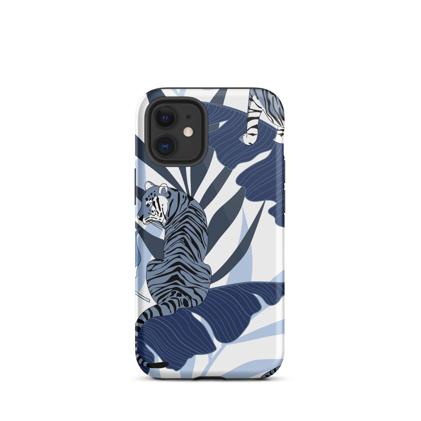iPhone Dual-Layered Tough Case With Raised Bezel - Blue Tiger