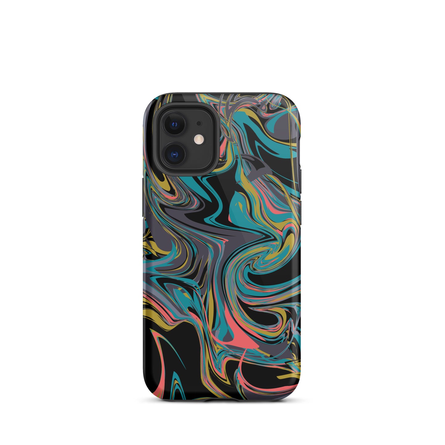 iPhone Dual-Layered Tough Case With Raised Bezel - Rainbow Marbel
