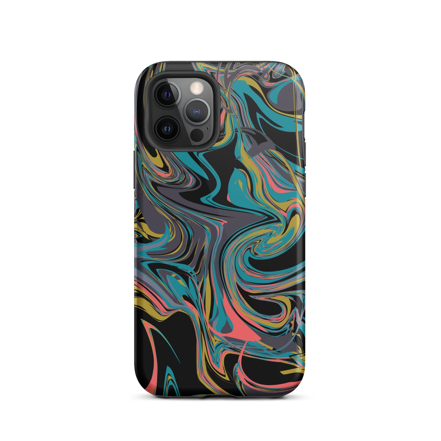 iPhone Dual-Layered Tough Case With Raised Bezel - Rainbow Marbel