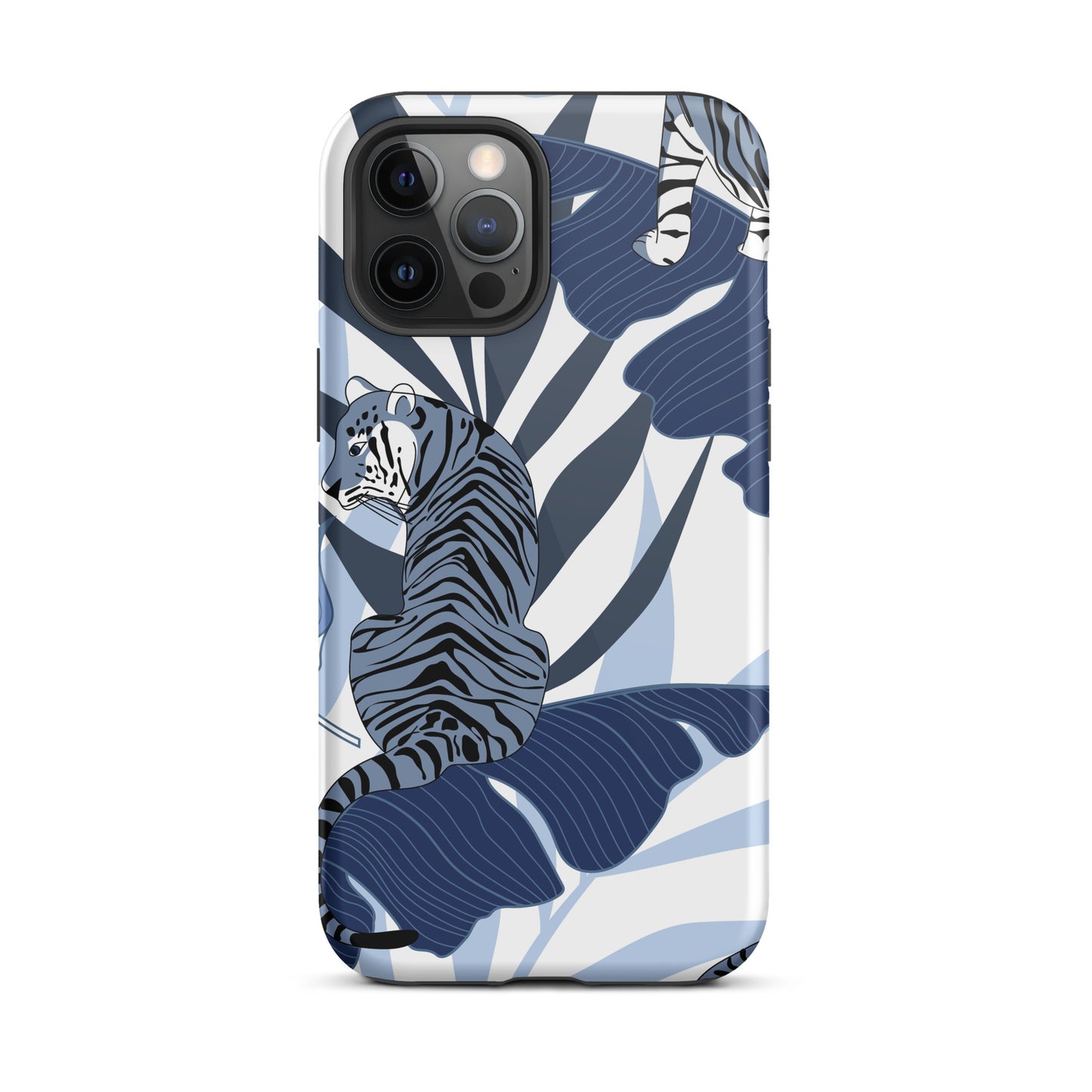 iPhone Dual-Layered Tough Case With Raised Bezel - Blue Tiger