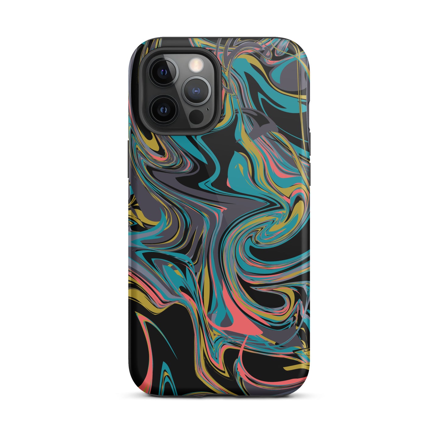 iPhone Dual-Layered Tough Case With Raised Bezel - Rainbow Marbel