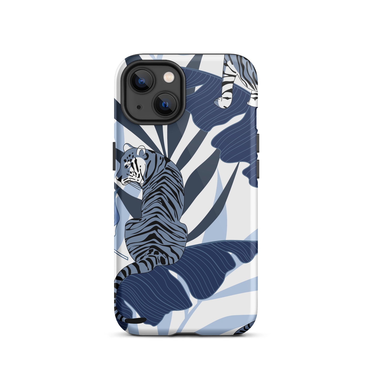 iPhone Dual-Layered Tough Case With Raised Bezel - Blue Tiger