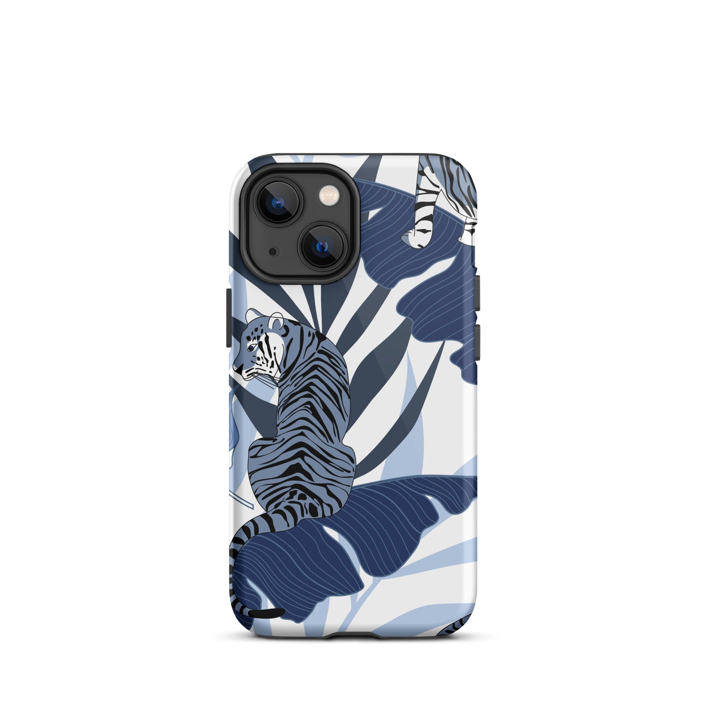 iPhone Dual-Layered Tough Case With Raised Bezel - Blue Tiger