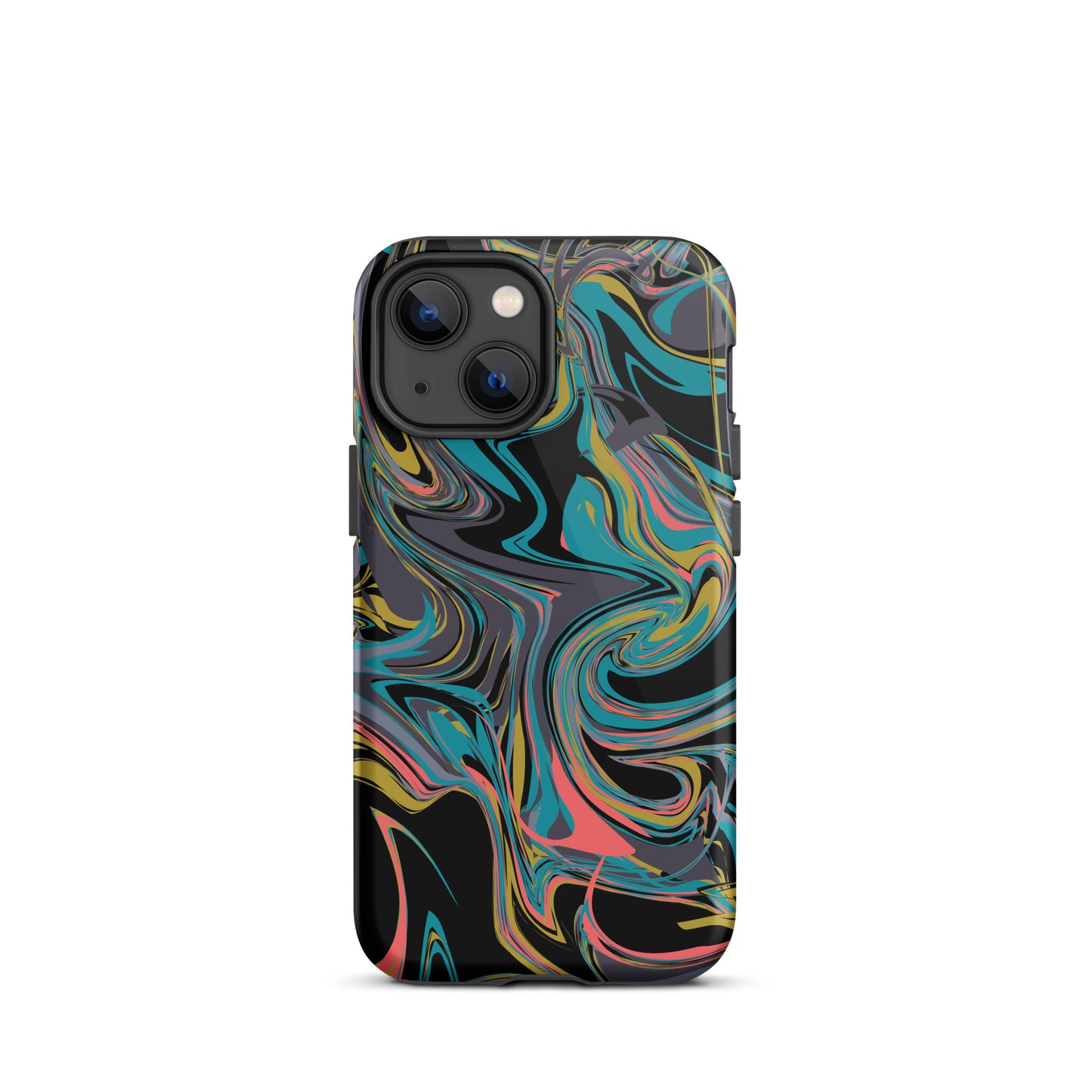 iPhone Dual-Layered Tough Case With Raised Bezel - Rainbow Marbel