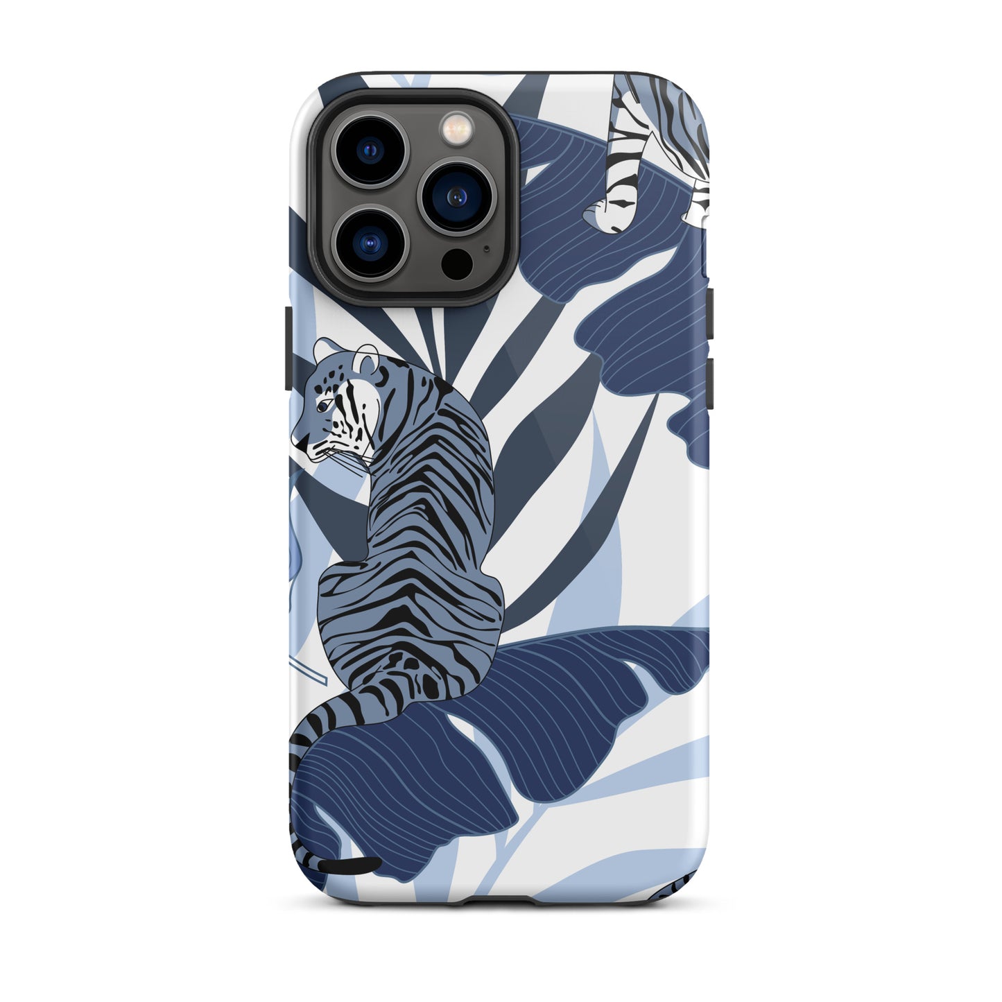 iPhone Dual-Layered Tough Case With Raised Bezel - Blue Tiger