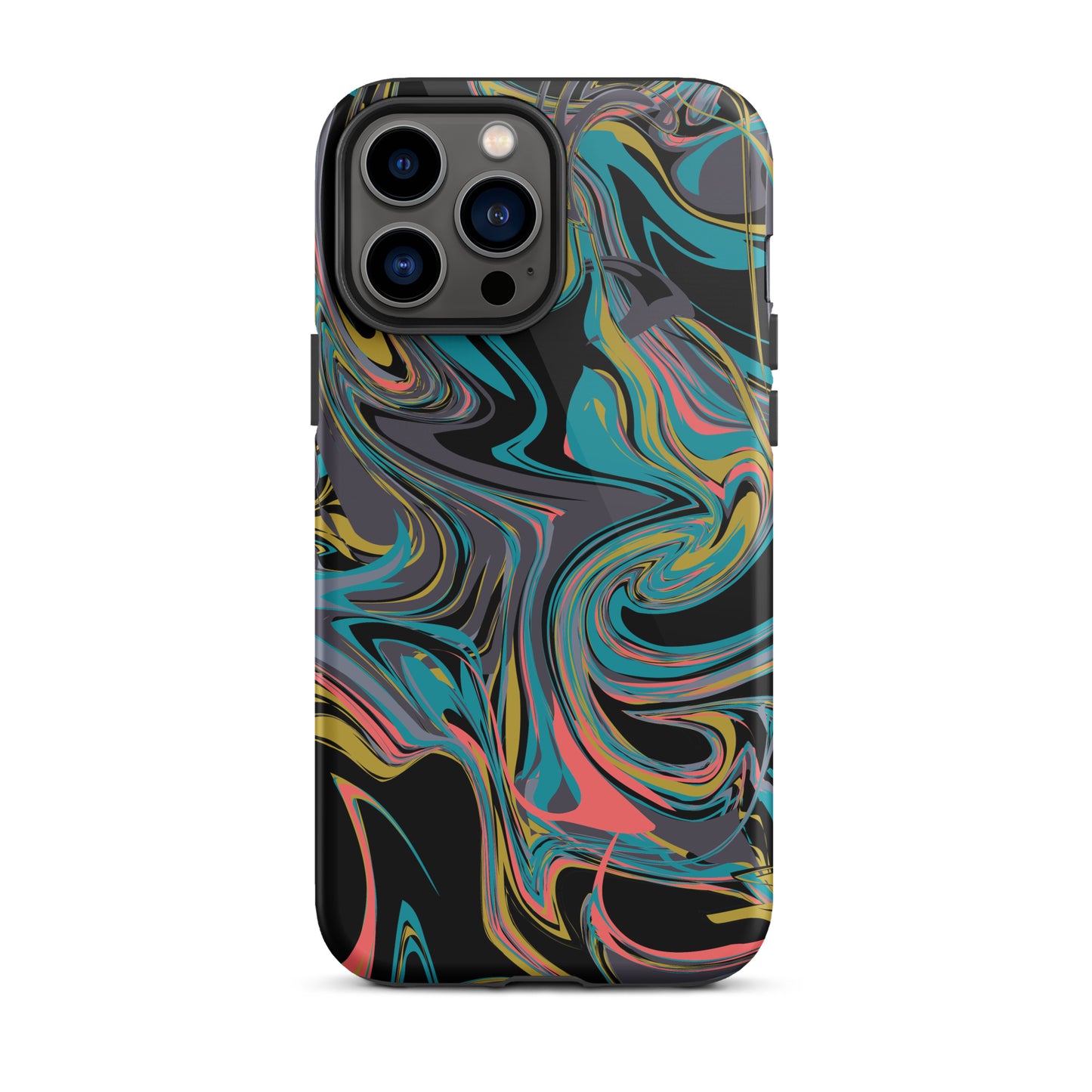 iPhone Dual-Layered Tough Case With Raised Bezel - Rainbow Marbel