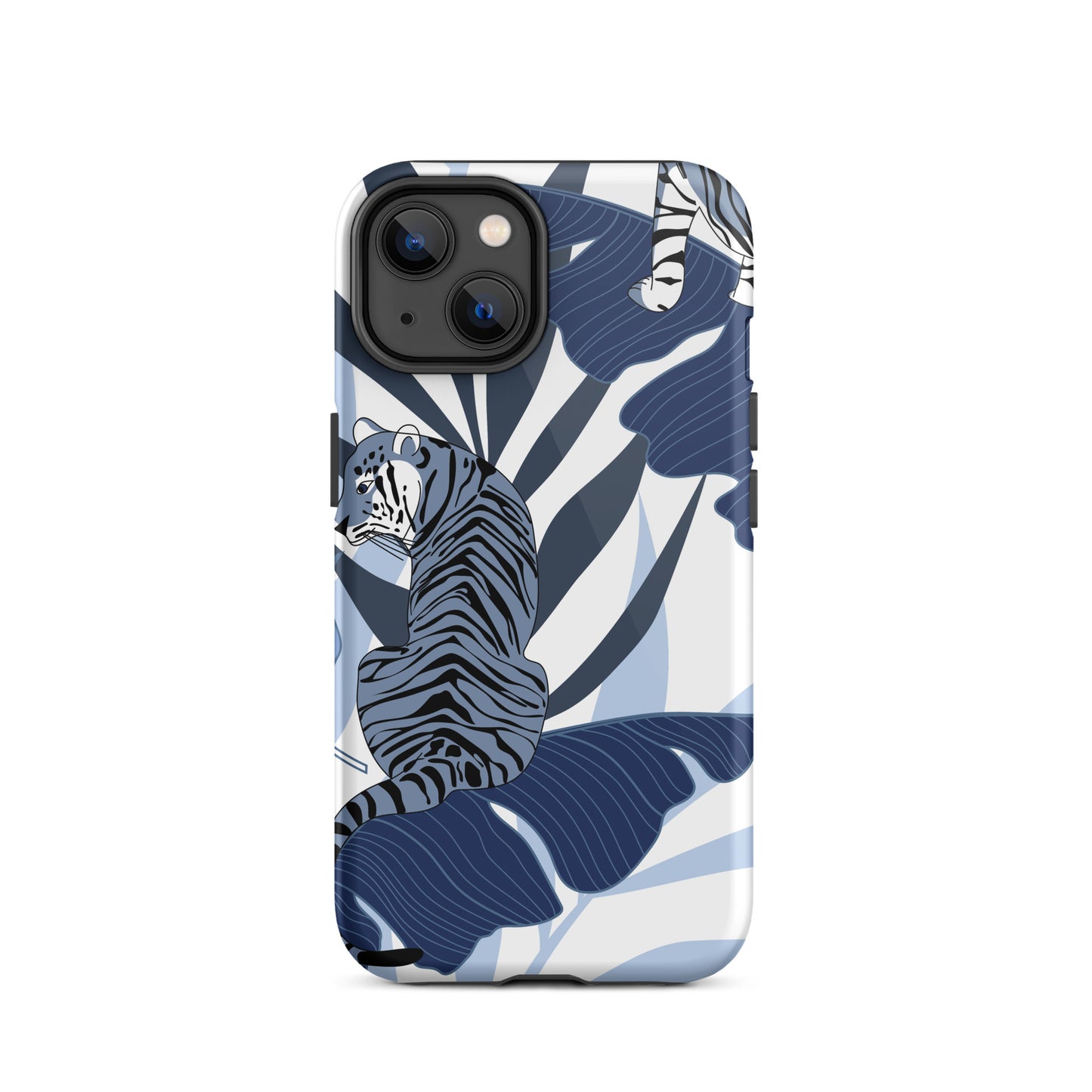 iPhone Dual-Layered Tough Case With Raised Bezel - Blue Tiger