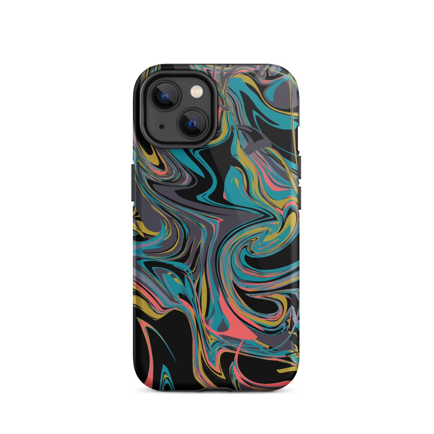 iPhone Dual-Layered Tough Case With Raised Bezel - Rainbow Marbel