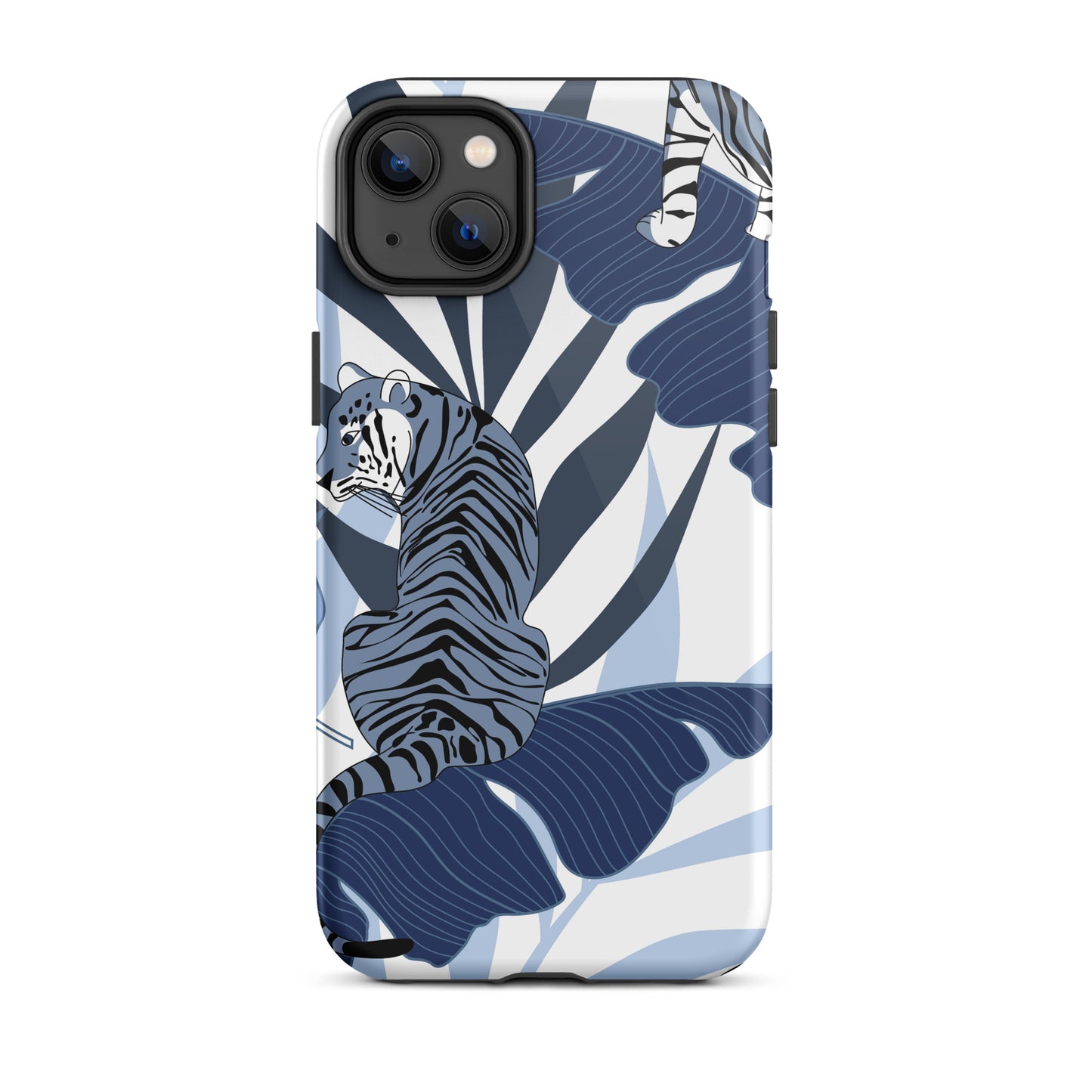 iPhone Dual-Layered Tough Case With Raised Bezel - Blue Tiger