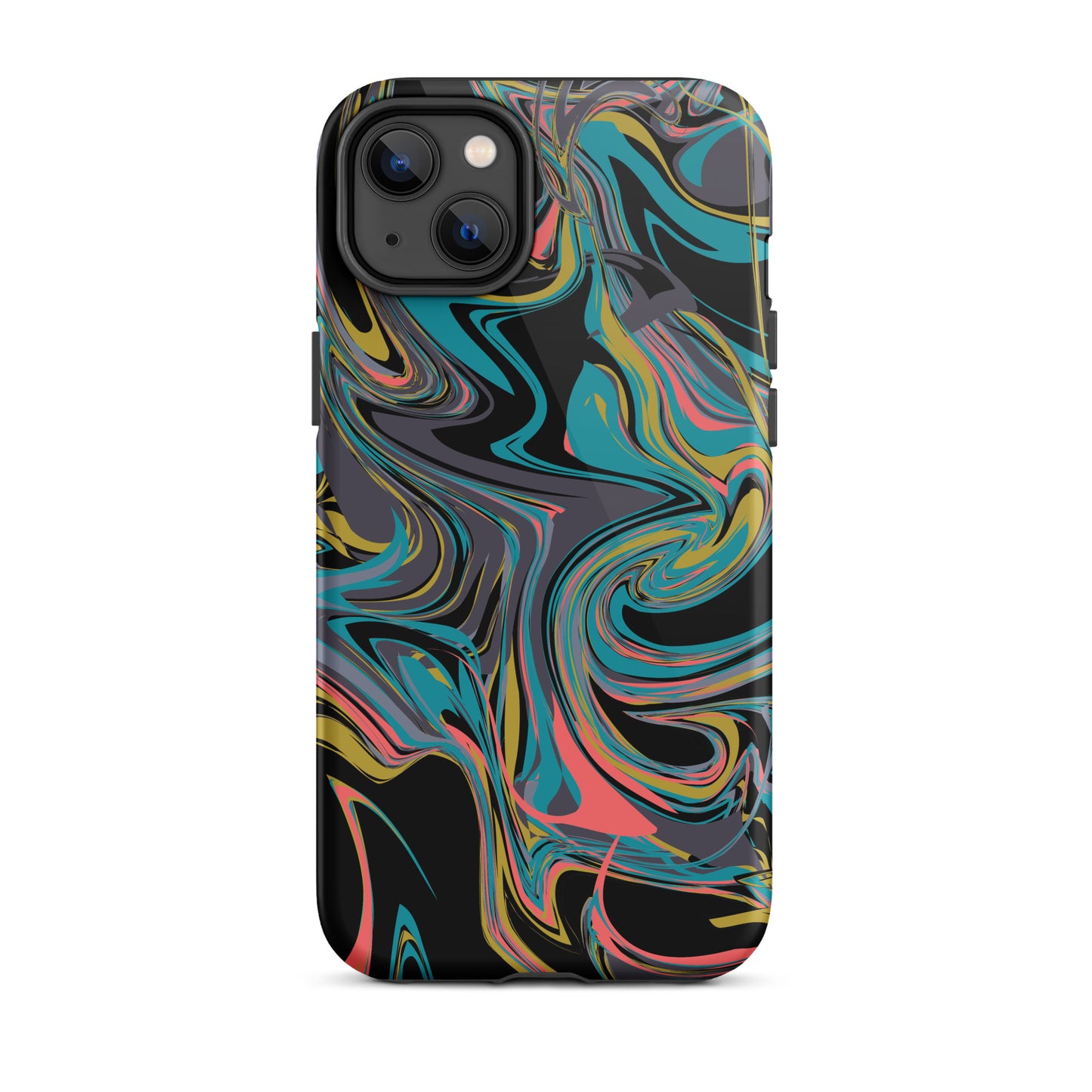 iPhone Dual-Layered Tough Case With Raised Bezel - Rainbow Marbel