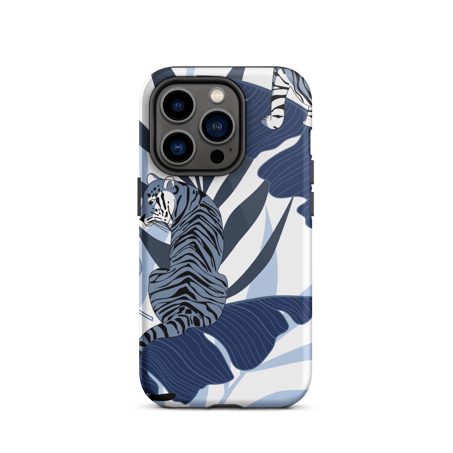 iPhone Dual-Layered Tough Case With Raised Bezel - Blue Tiger