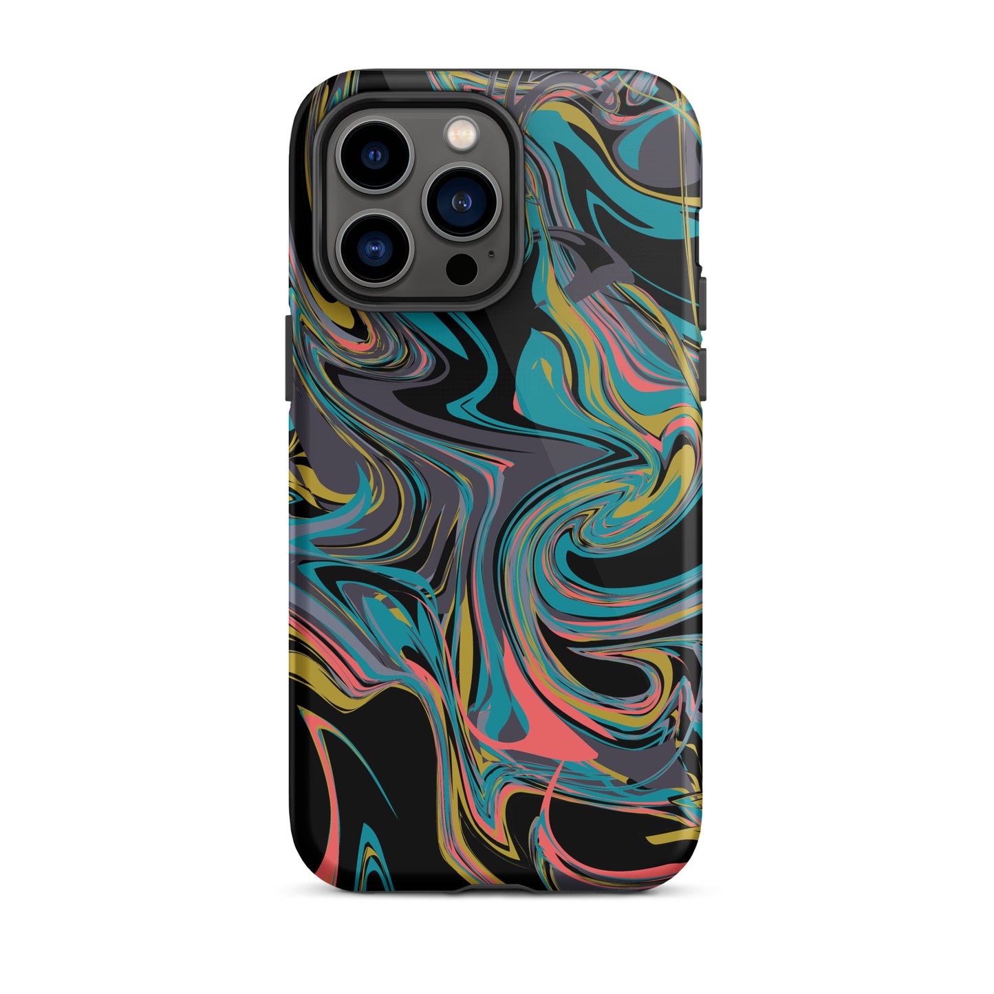 iPhone Dual-Layered Tough Case With Raised Bezel - Rainbow Marbel