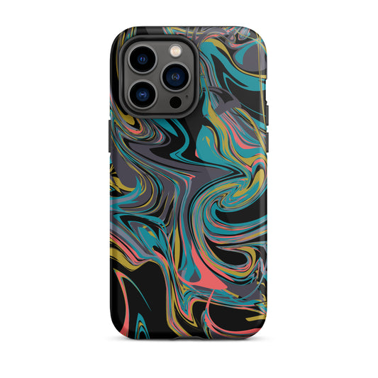 iPhone Dual-Layered Tough Case With Raised Bezel - Rainbow Marbel