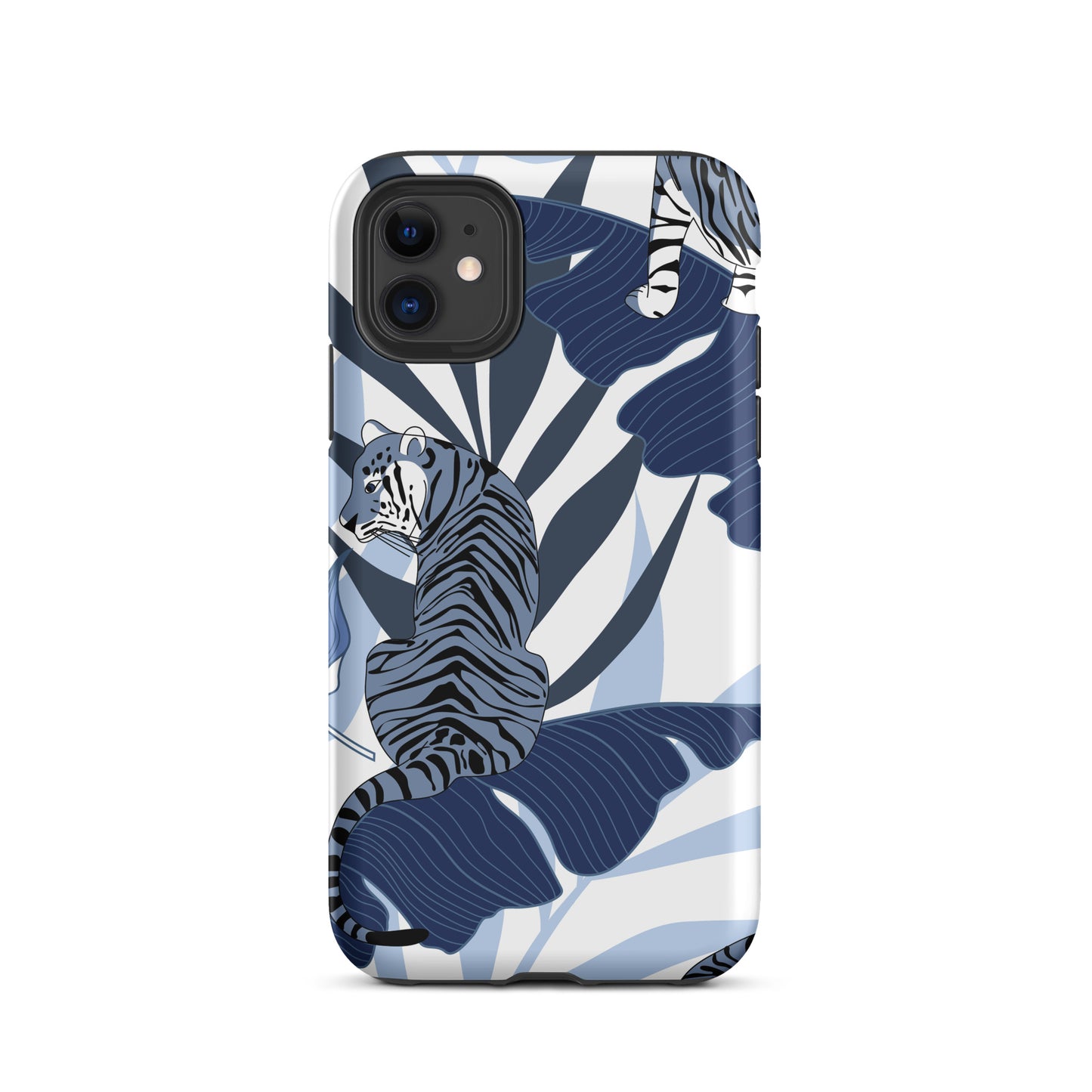 iPhone Dual-Layered Tough Case With Raised Bezel - Blue Tiger