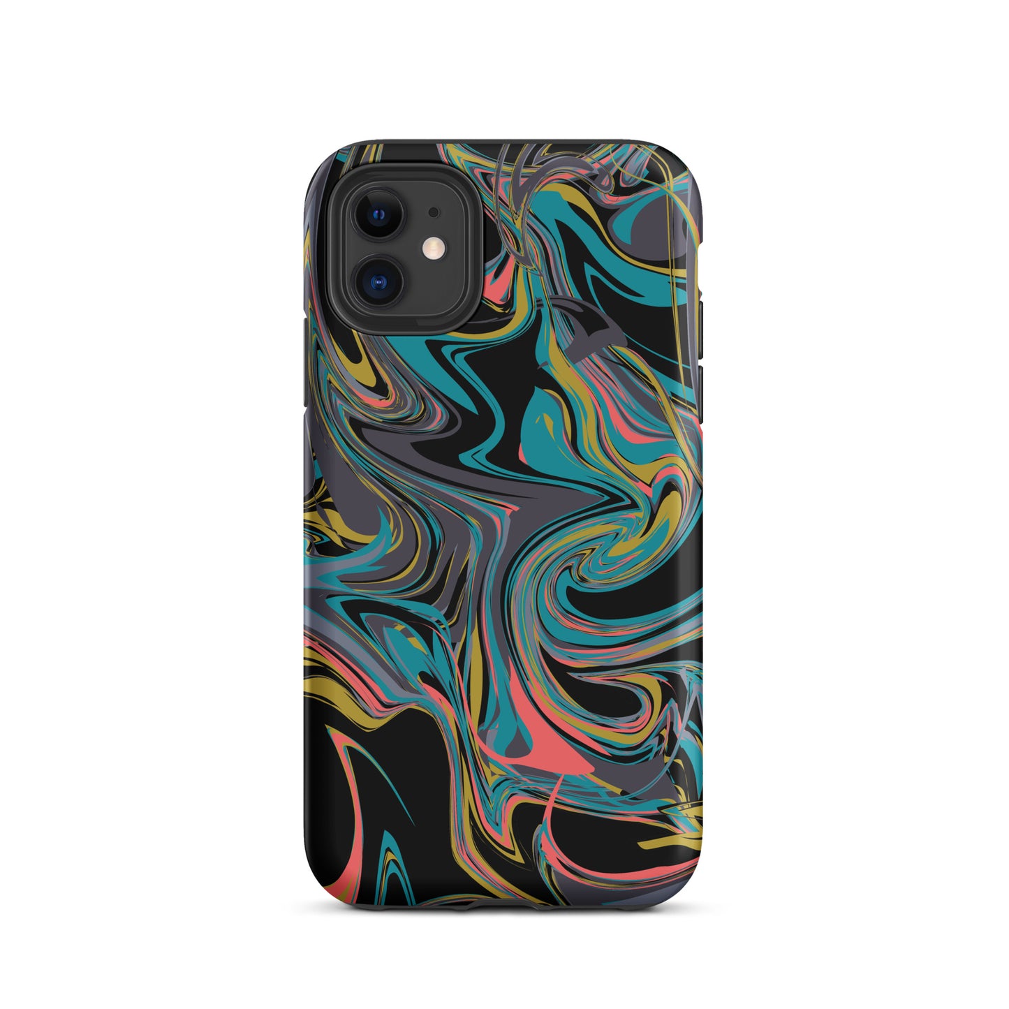 iPhone Dual-Layered Tough Case With Raised Bezel - Rainbow Marbel