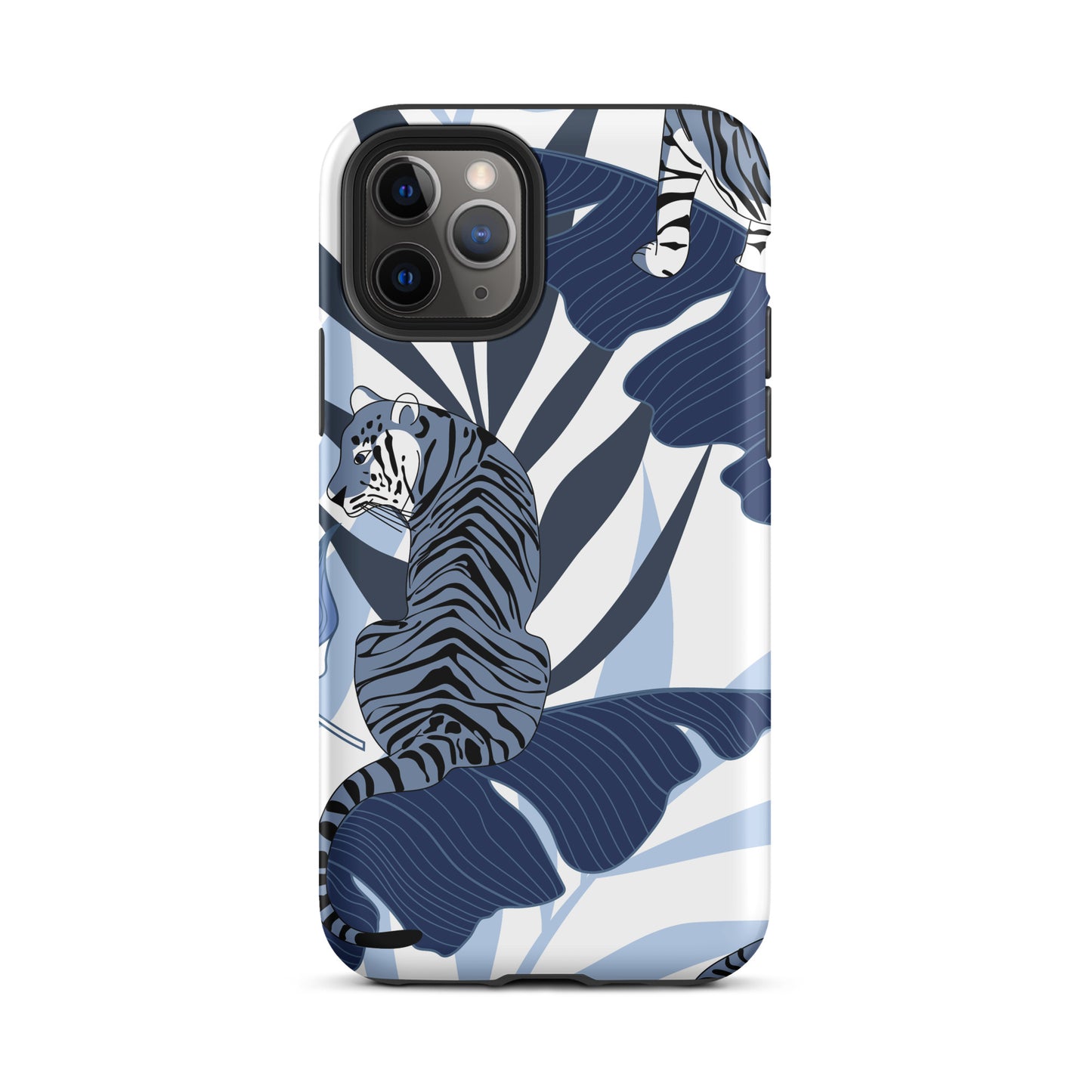 iPhone Dual-Layered Tough Case With Raised Bezel - Blue Tiger