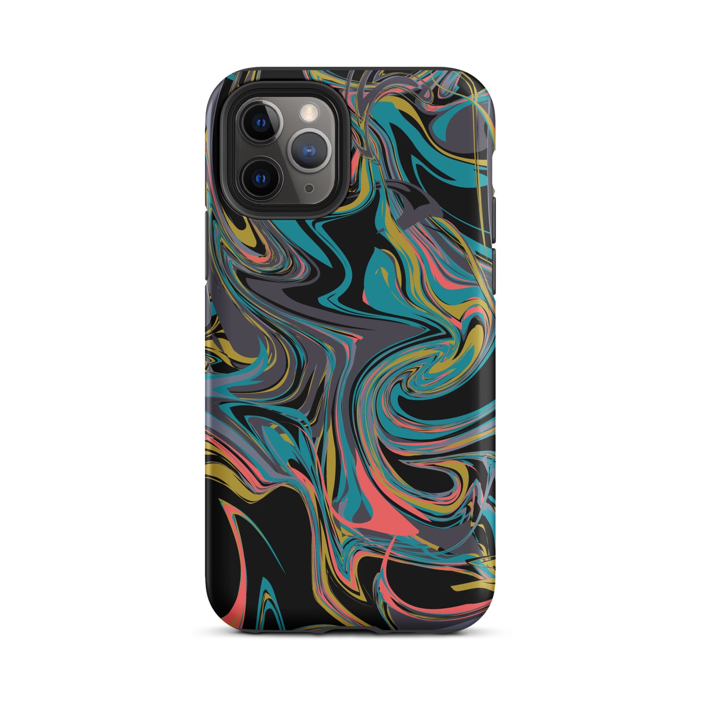 iPhone Dual-Layered Tough Case With Raised Bezel - Rainbow Marbel