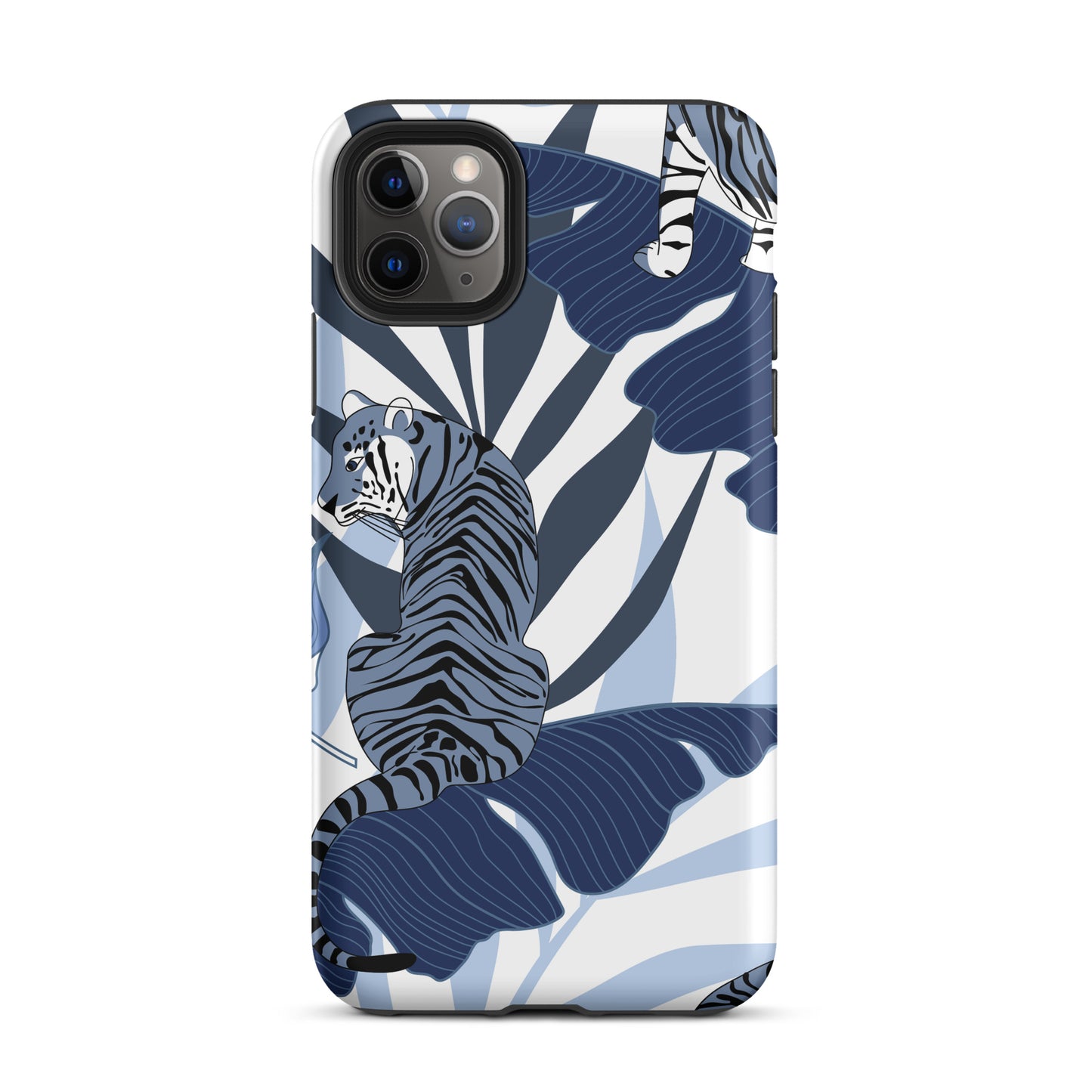 iPhone Dual-Layered Tough Case With Raised Bezel - Blue Tiger